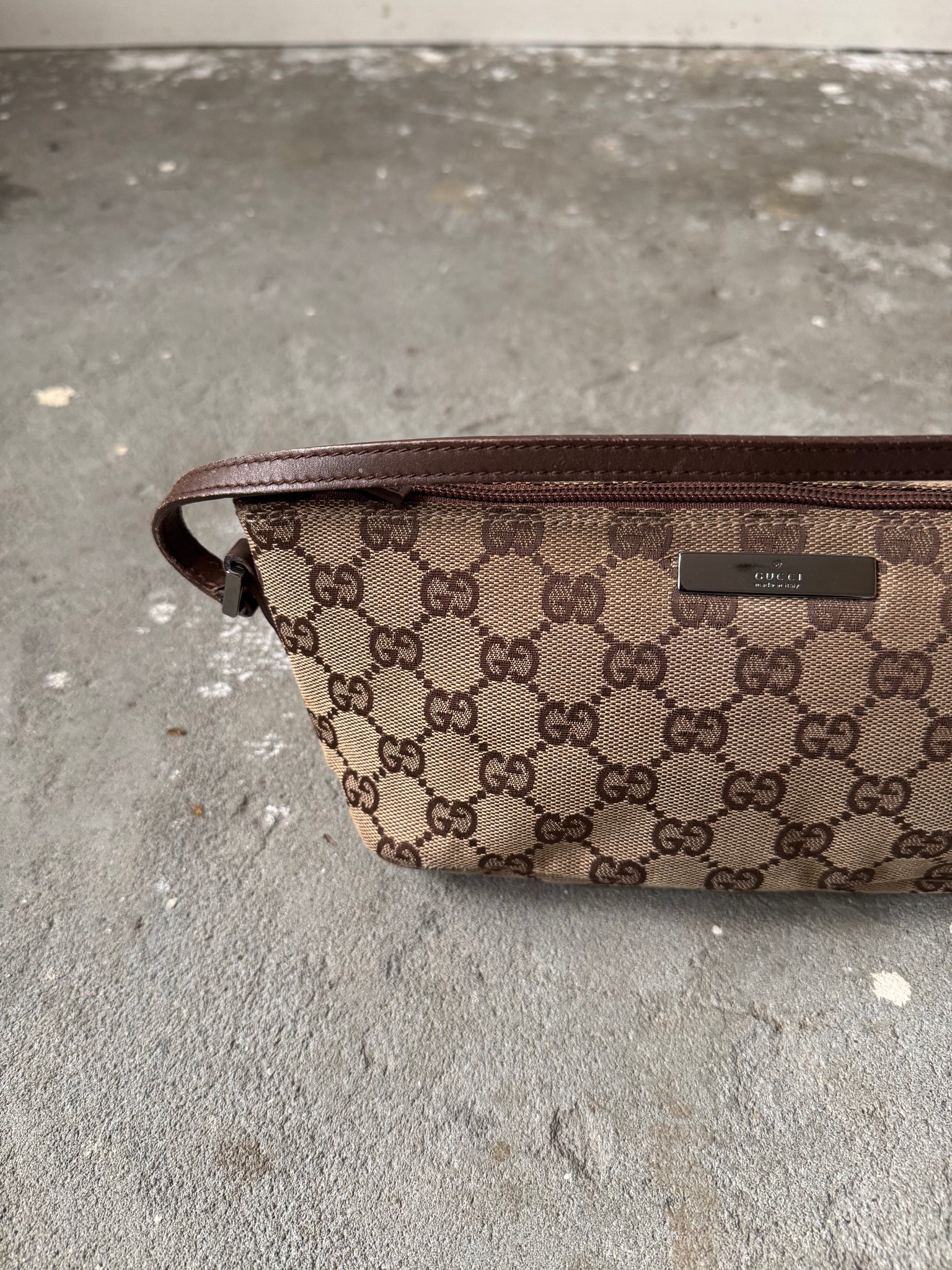 Gucci GG Monogram Pochette Boat Shoulder Bag Beige