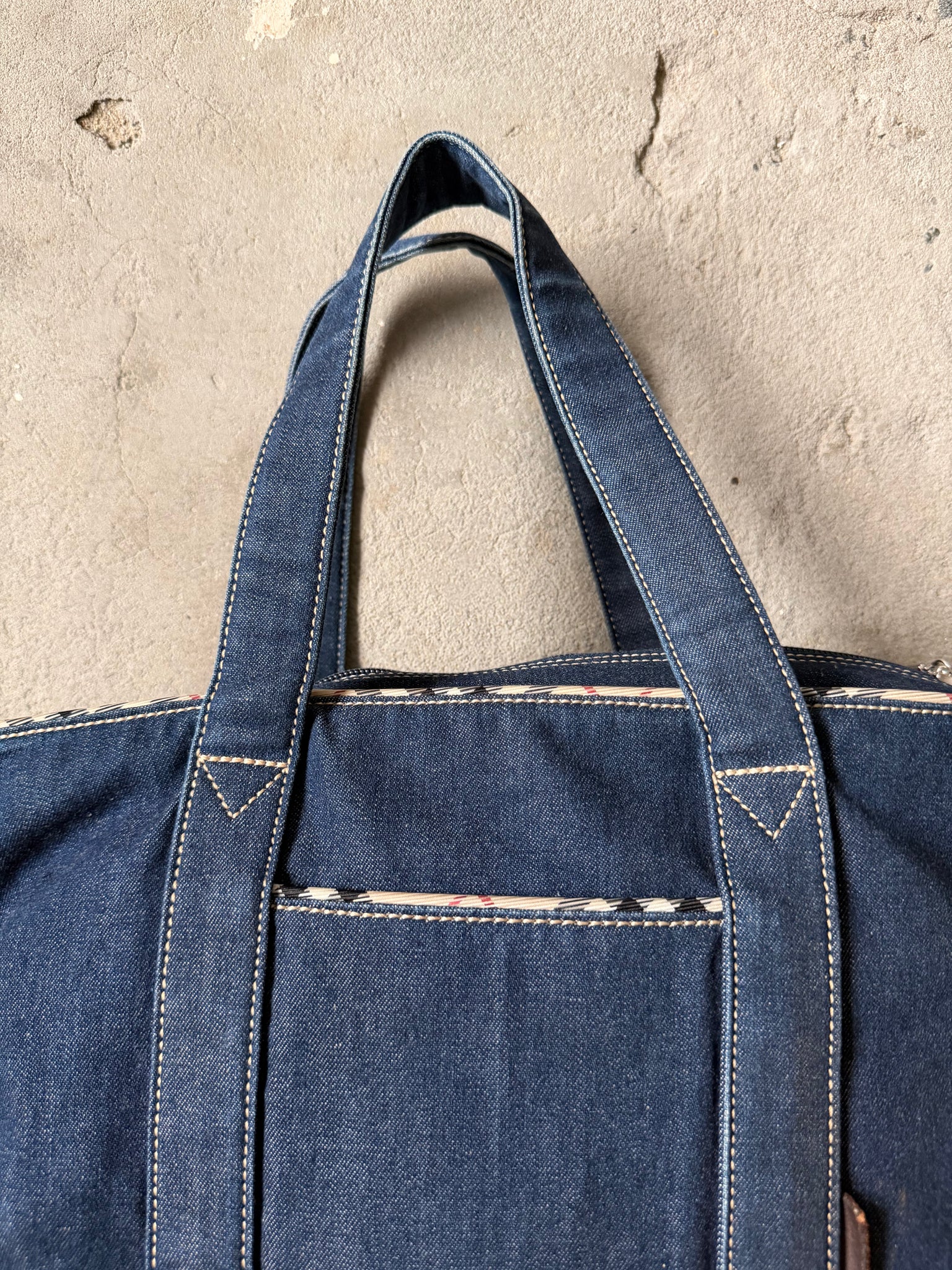 Burberry Nova Check Nova Denim Shoulder Bag Navy