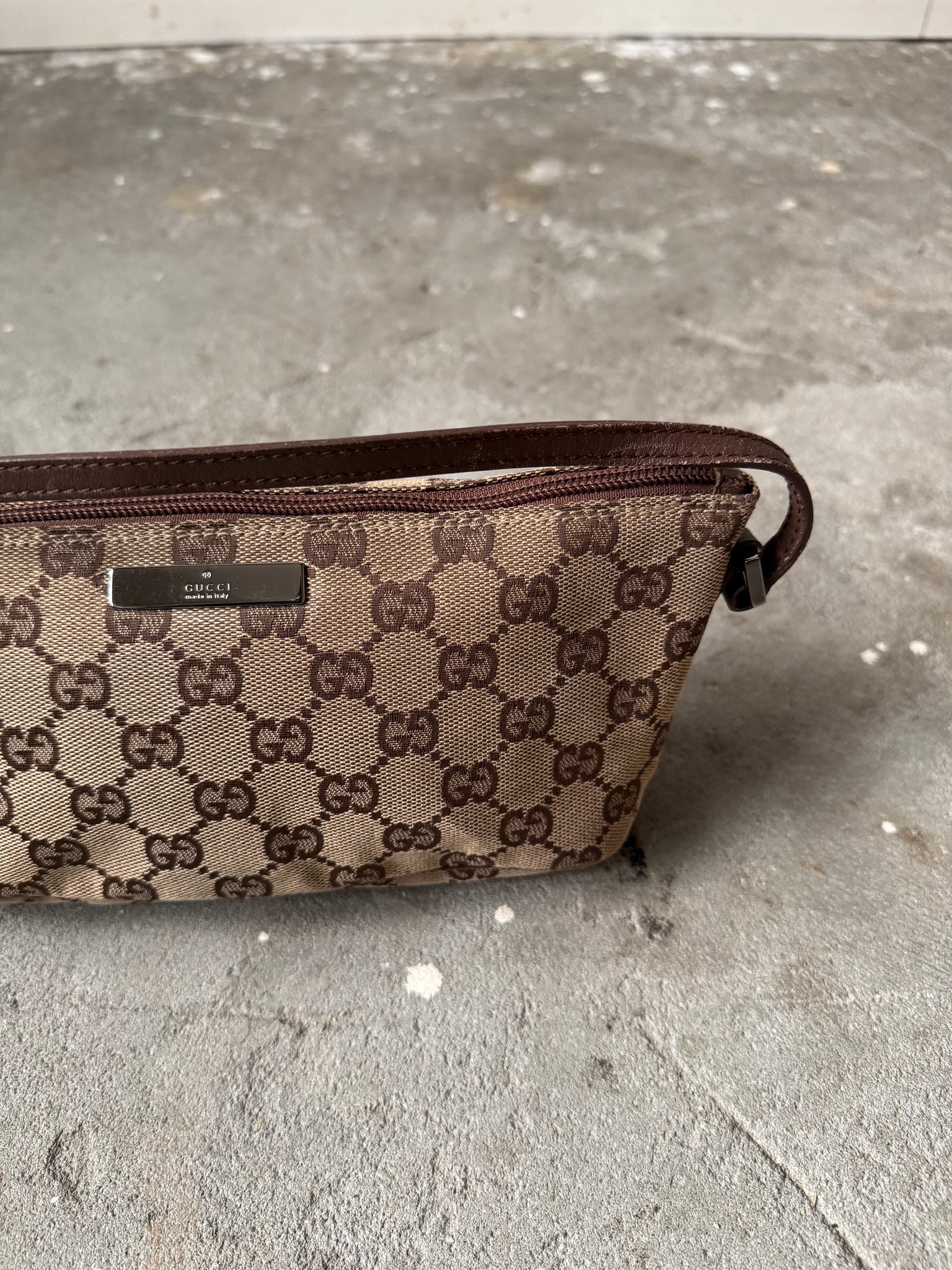 Gucci GG Monogram Pochette Boat Shoulder Bag Beige