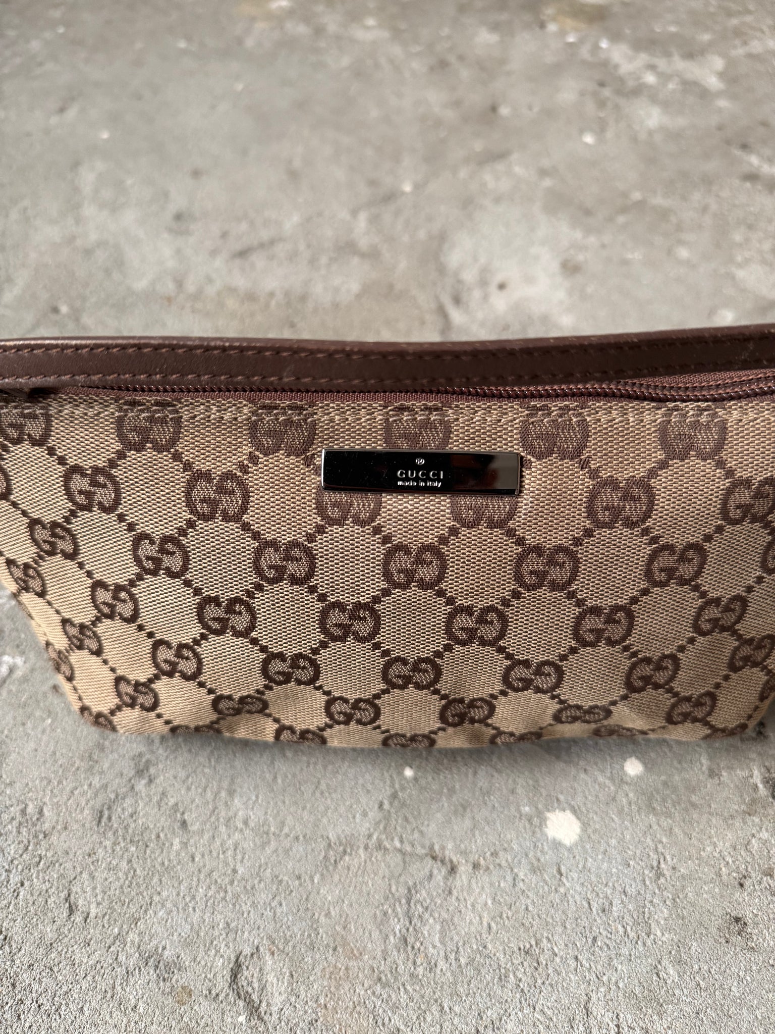 Gucci GG Monogram Pochette Boat Shoulder Bag Beige