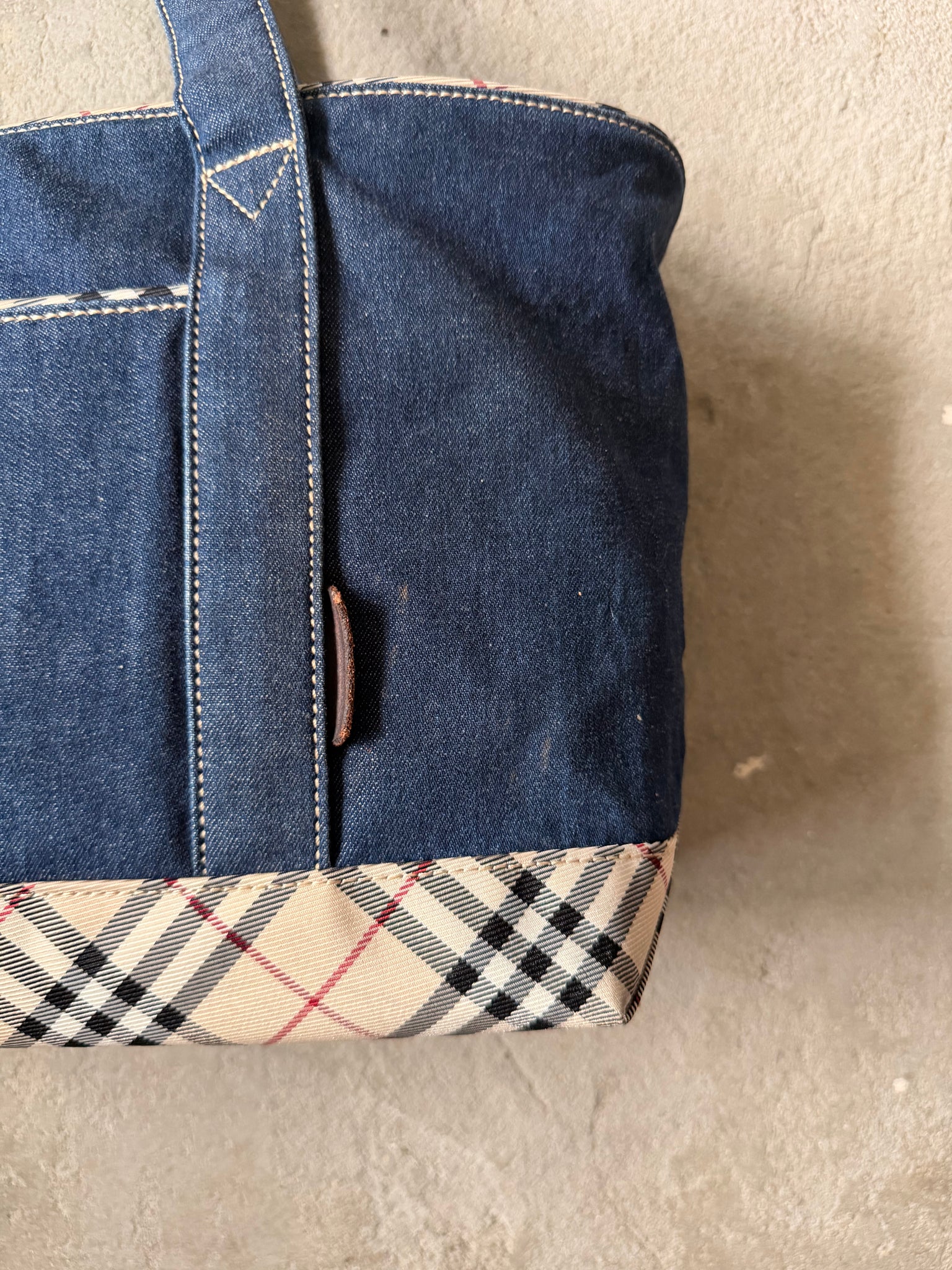 Burberry Nova Check Nova Denim Shoulder Bag Navy