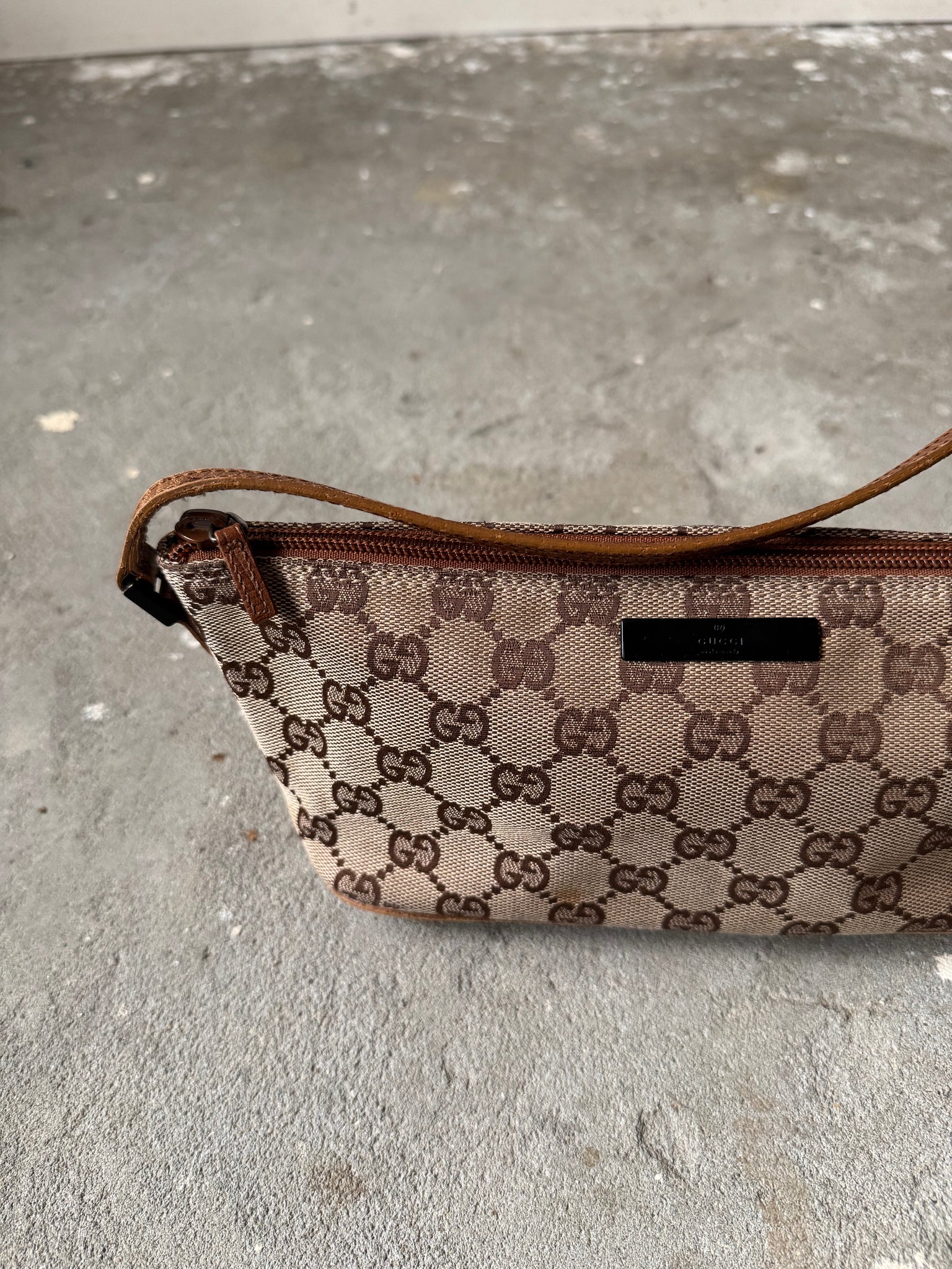 Gucci GG Monogram Pochette Boat Shoulder Bag Beige