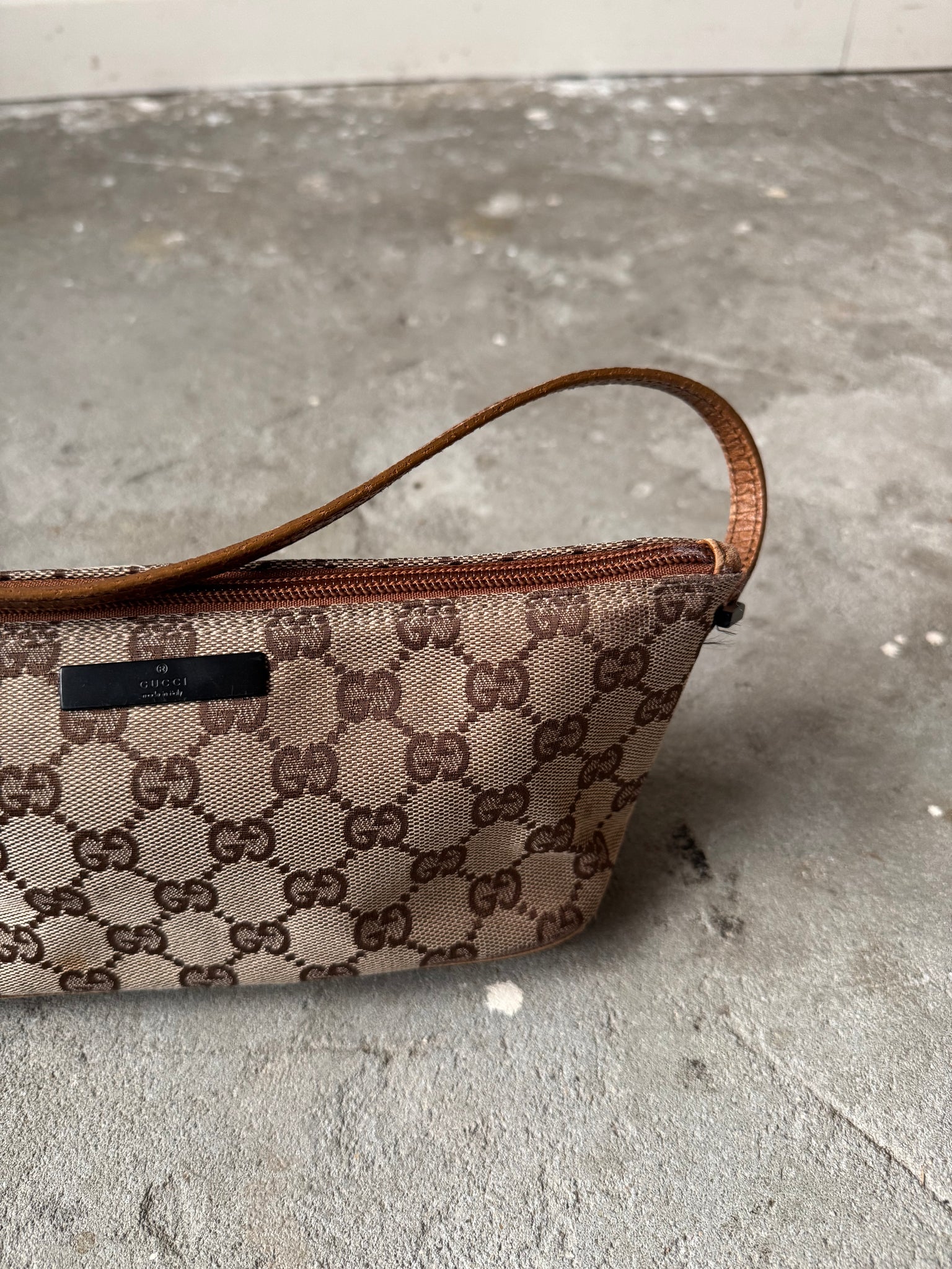 Gucci GG Monogram Pochette Boat Shoulder Bag Beige