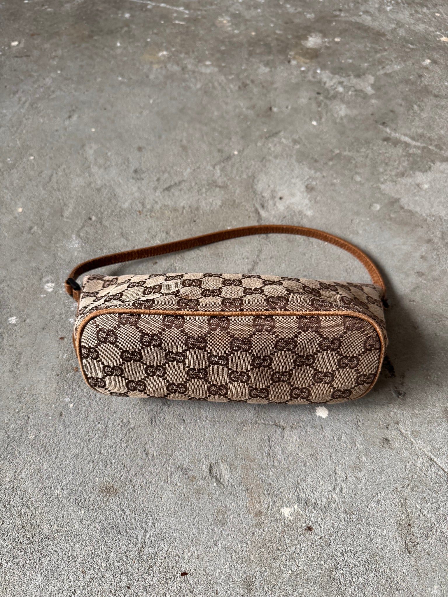 Gucci GG Monogram Pochette Boat Shoulder Bag Beige