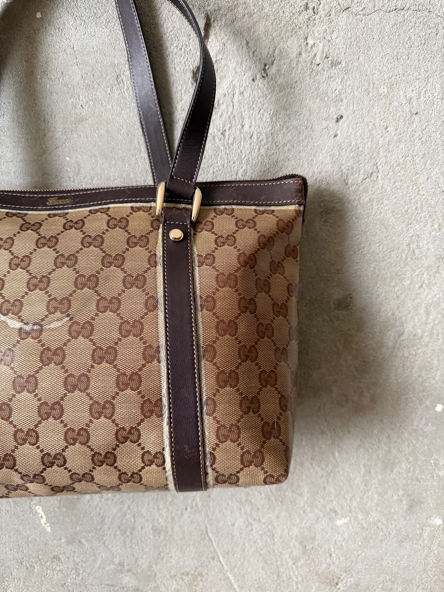 Gucci GG Monogram Crystal Abbey Shoulder Bag Beige/Brown