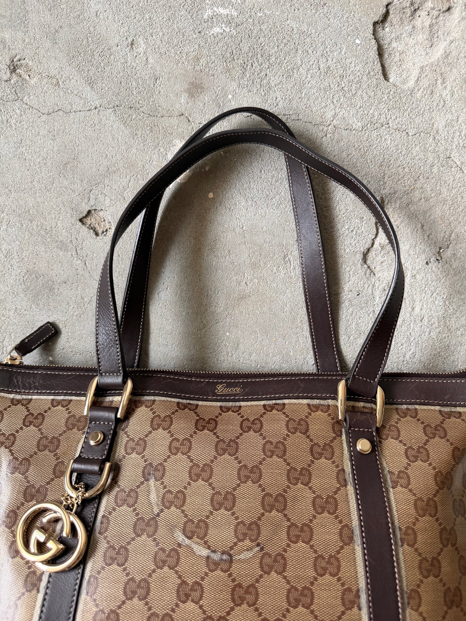 Gucci GG Monogram Crystal Abbey Shoulder Bag Beige/Brown