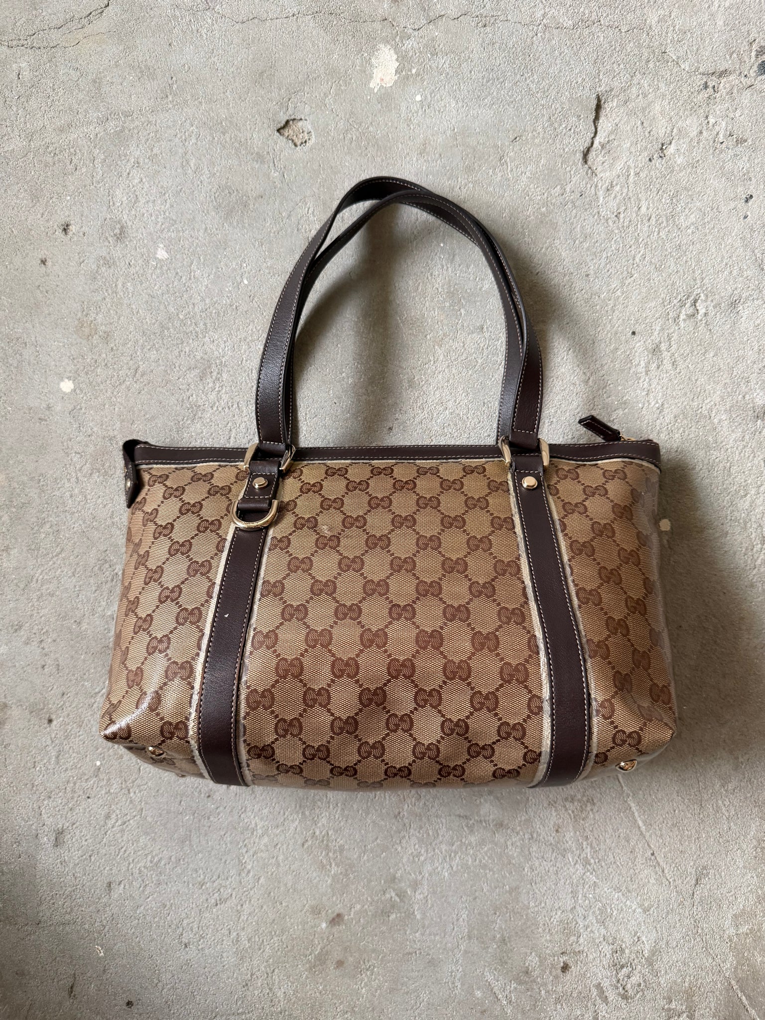 Gucci GG Monogram Crystal Abbey Shoulder Bag Beige/Brown