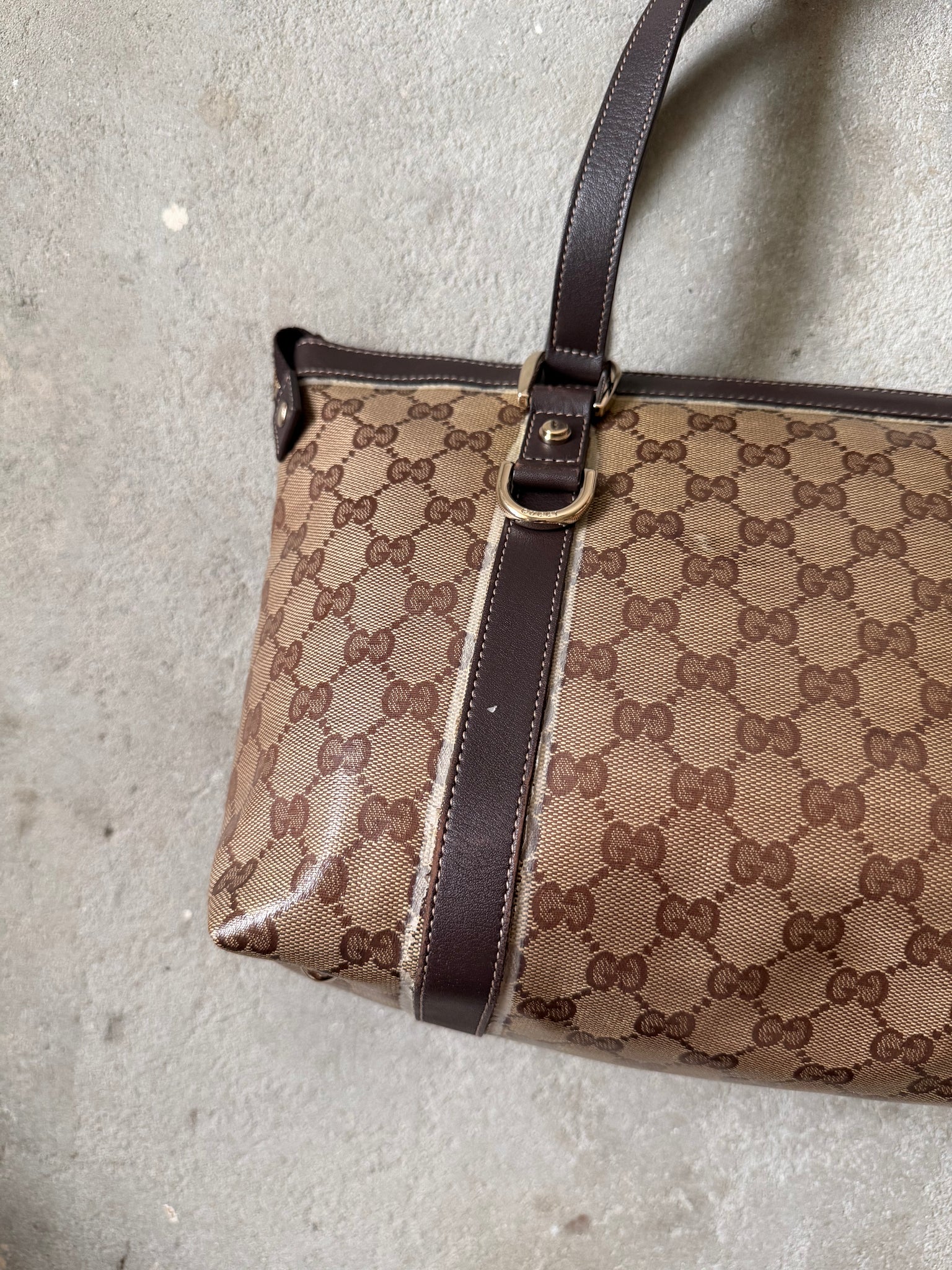 Gucci GG Monogram Crystal Abbey Shoulder Bag Beige/Brown