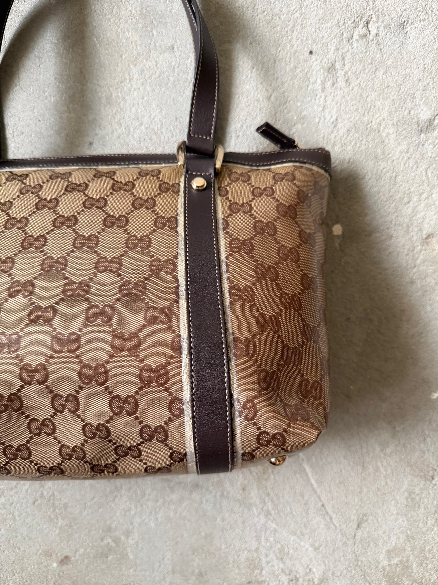 Gucci GG Monogram Crystal Abbey Shoulder Bag Beige/Brown