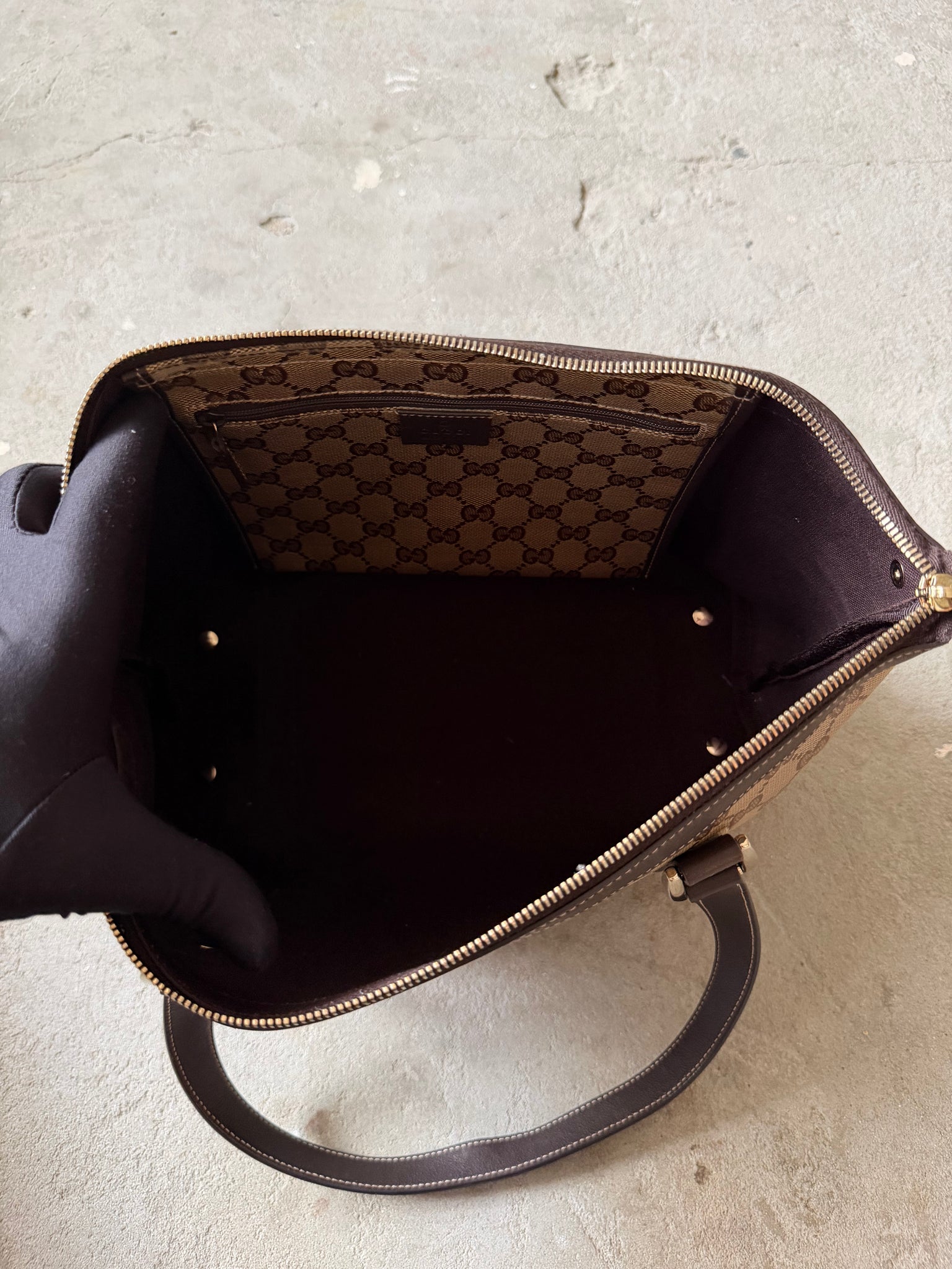 Gucci GG Monogram Crystal Abbey Shoulder Bag Beige/Brown