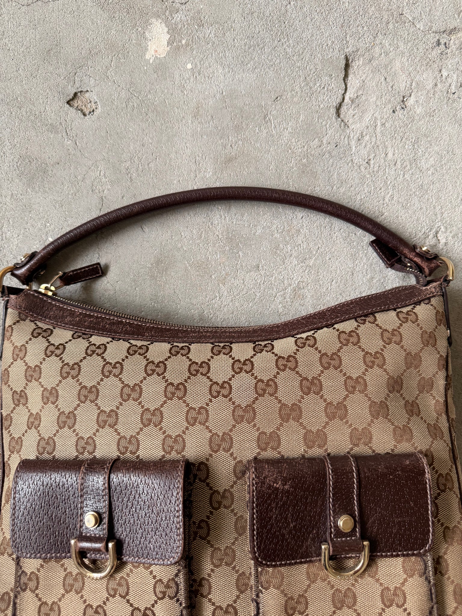 Gucci GG Monogram Hobo Shoulder Bag Beige/Brown