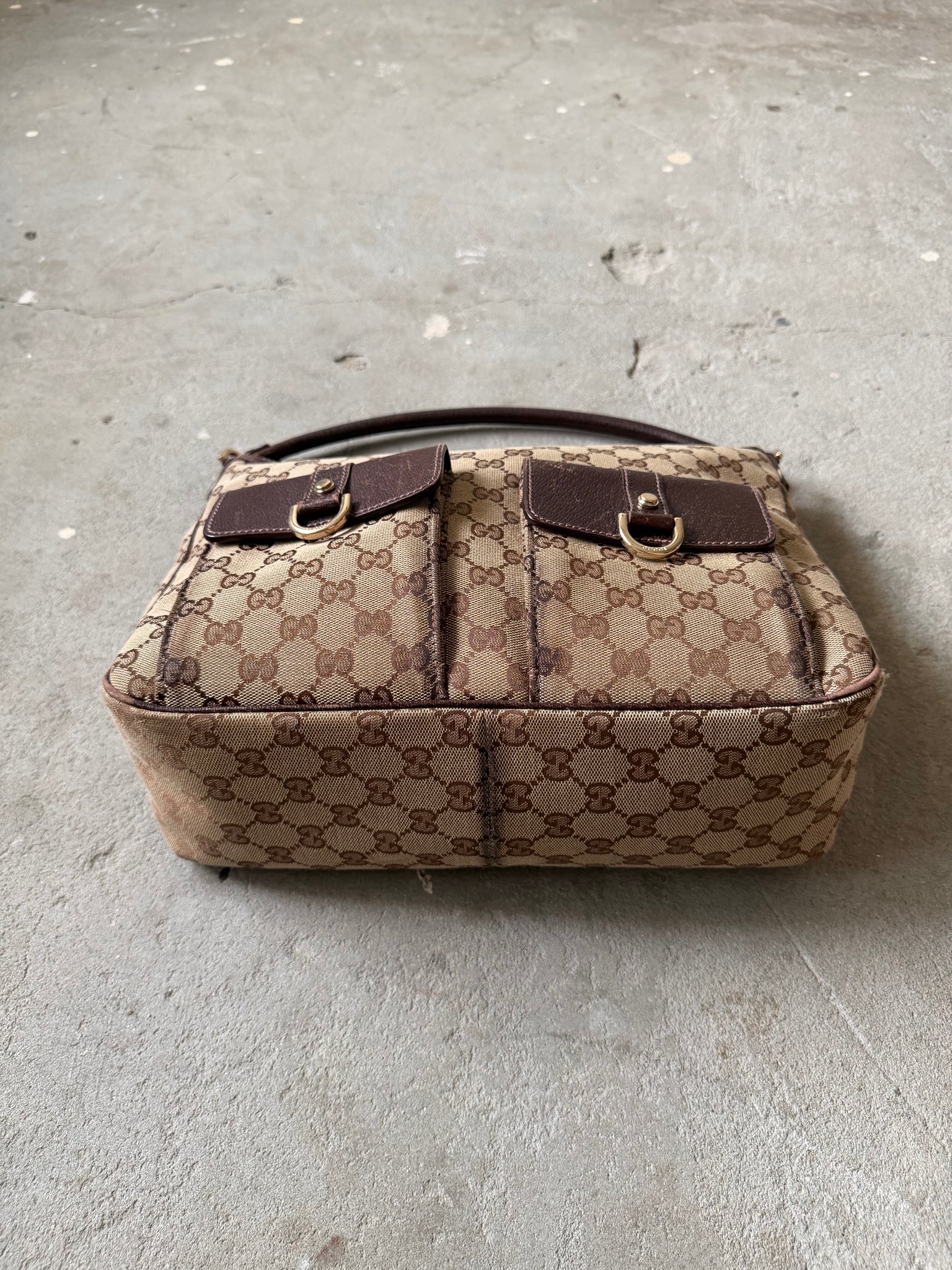 Gucci GG Monogram Hobo Shoulder Bag Beige/Brown