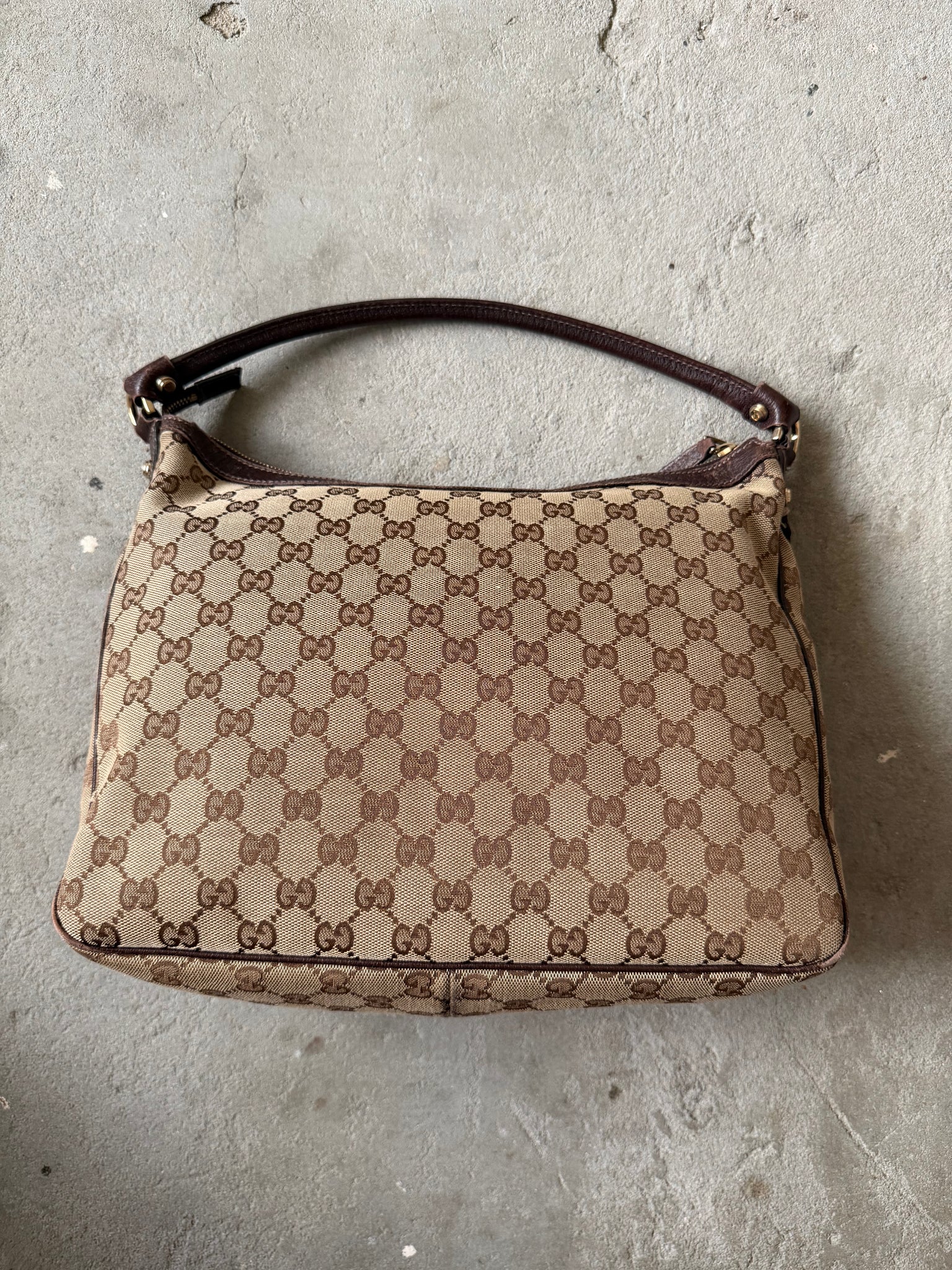 Gucci GG Monogram Hobo Shoulder Bag Beige/Brown