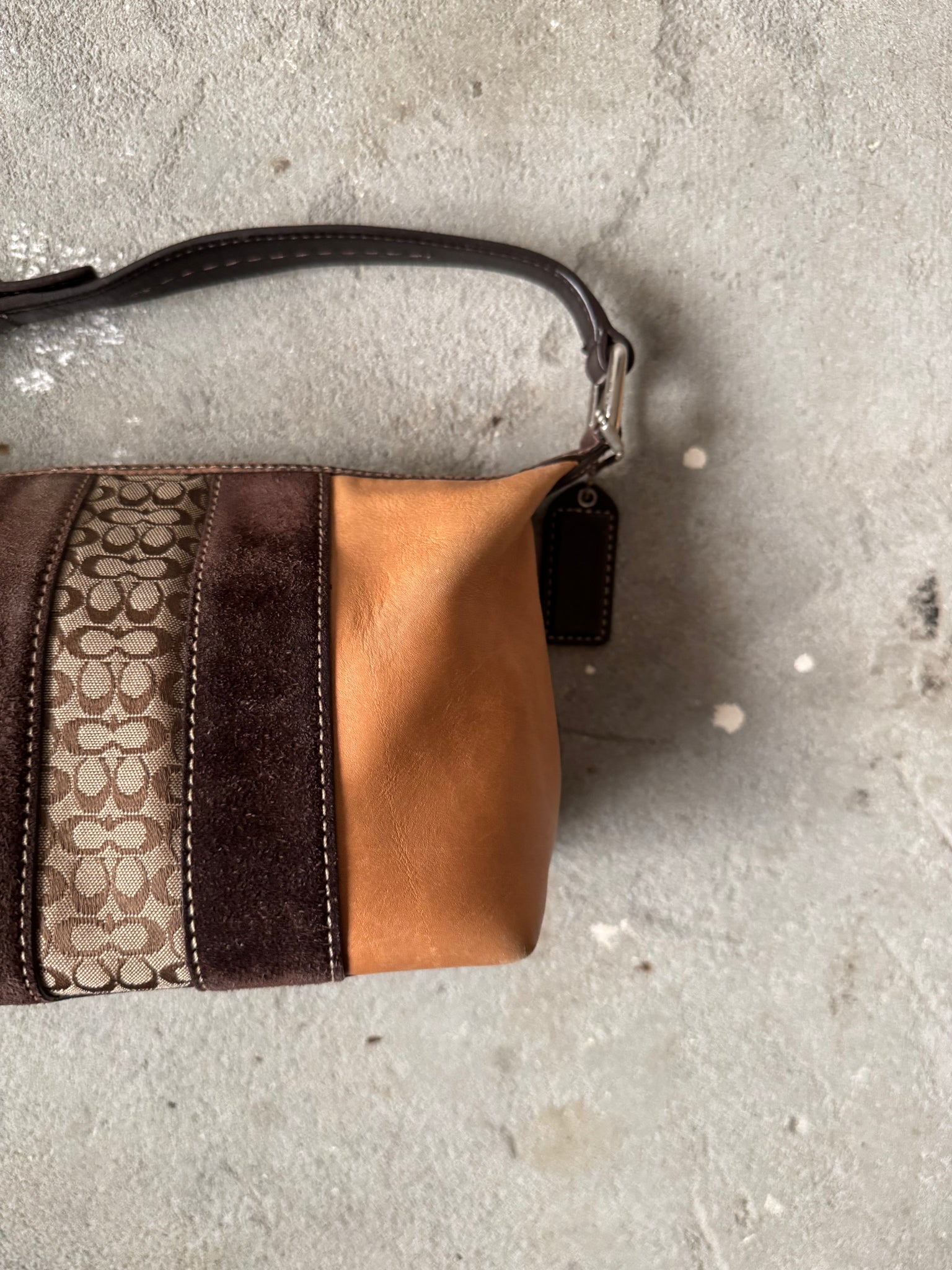 Coach Mini Hobo Stripe Pattern Shoulder Bag Brown/Beige