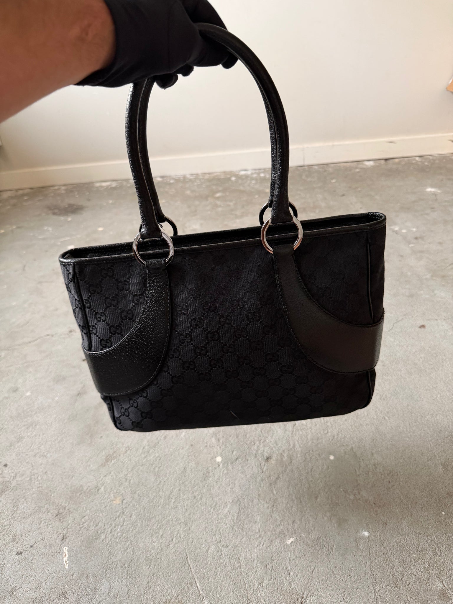 Gucci GG Monogram Shoulder Bag Black