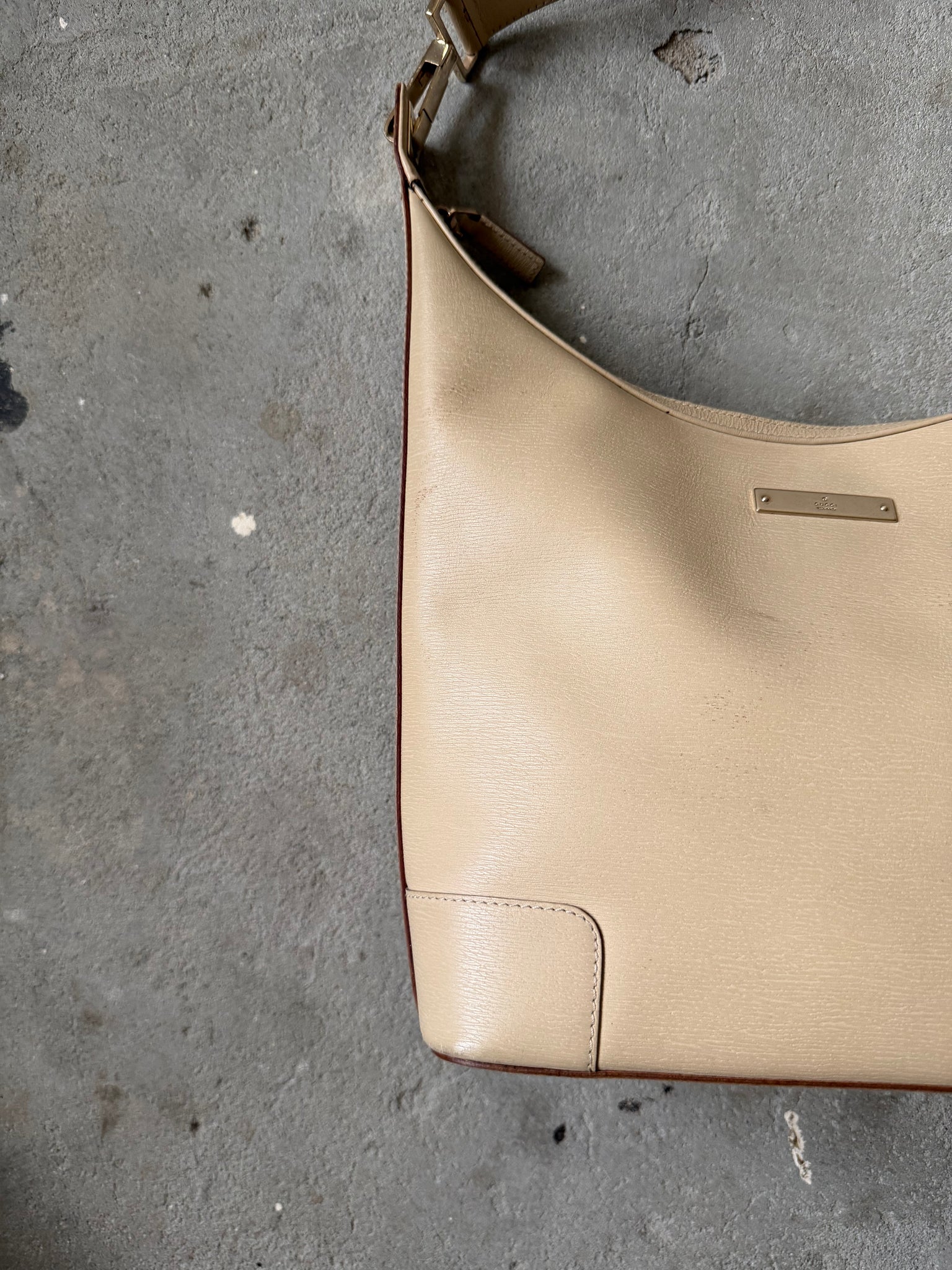 Gucci Hobo Leather Shoulder Bag Cream