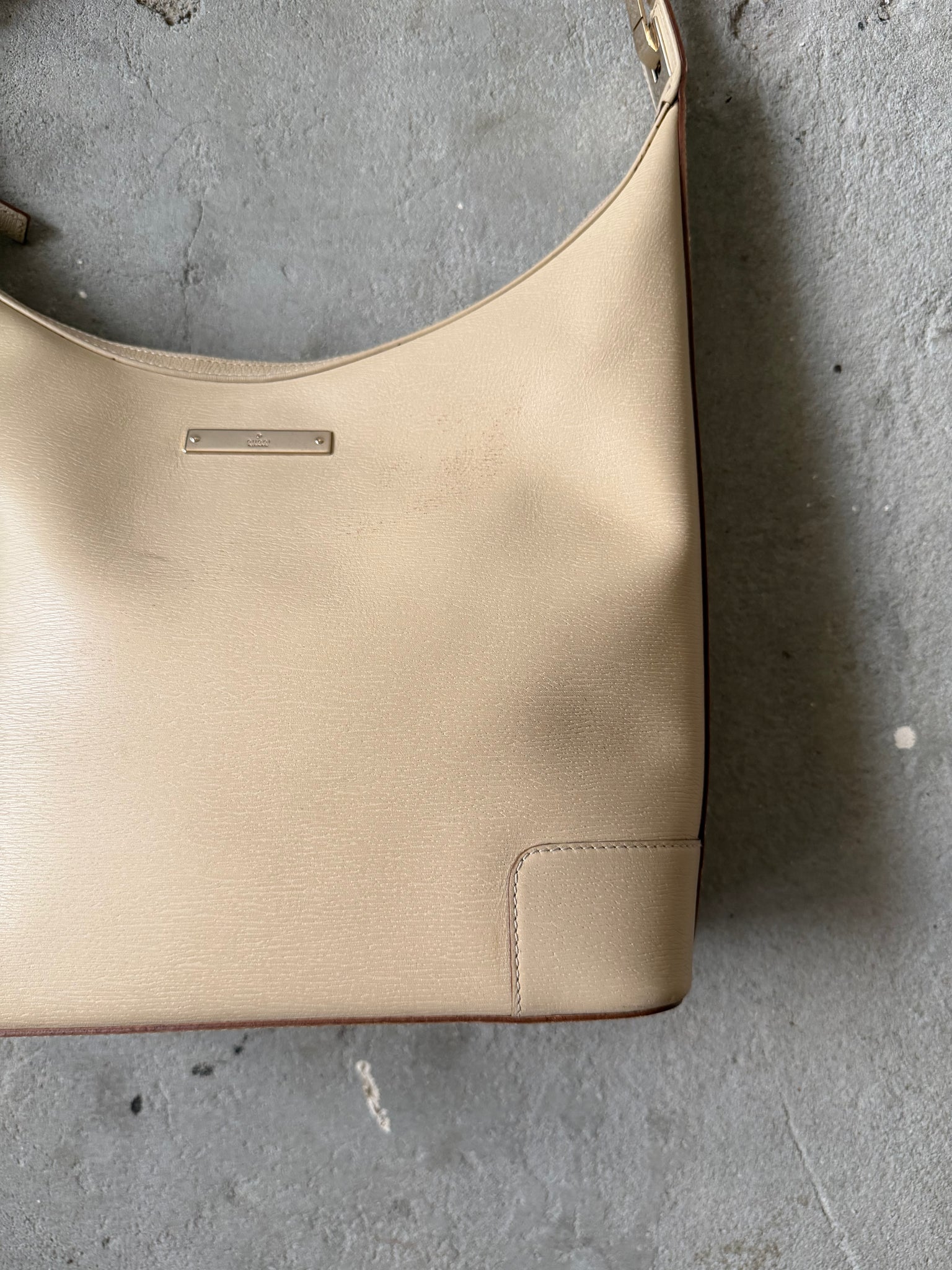 Gucci Hobo Leather Shoulder Bag Cream