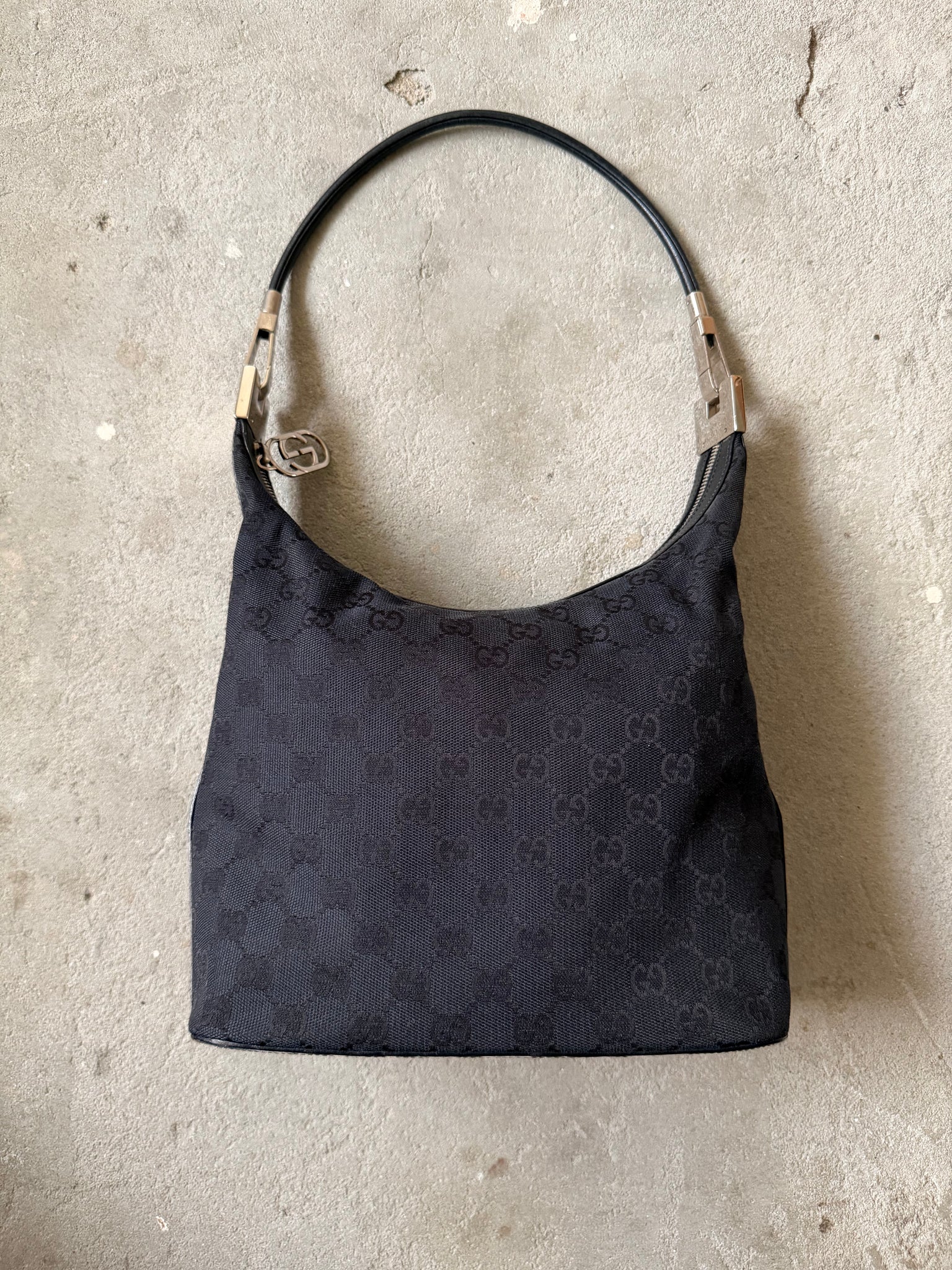 Gucci GG Monogram Hobo Shoulder Bag Black