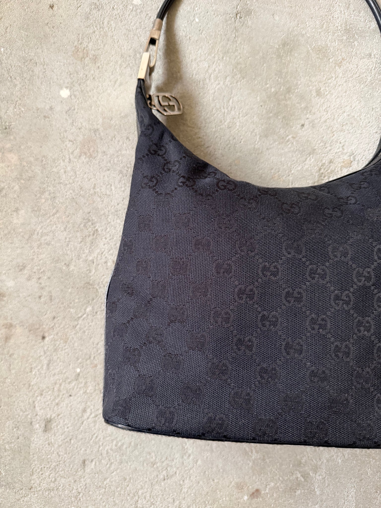 Gucci GG Monogram Hobo Shoulder Bag Black