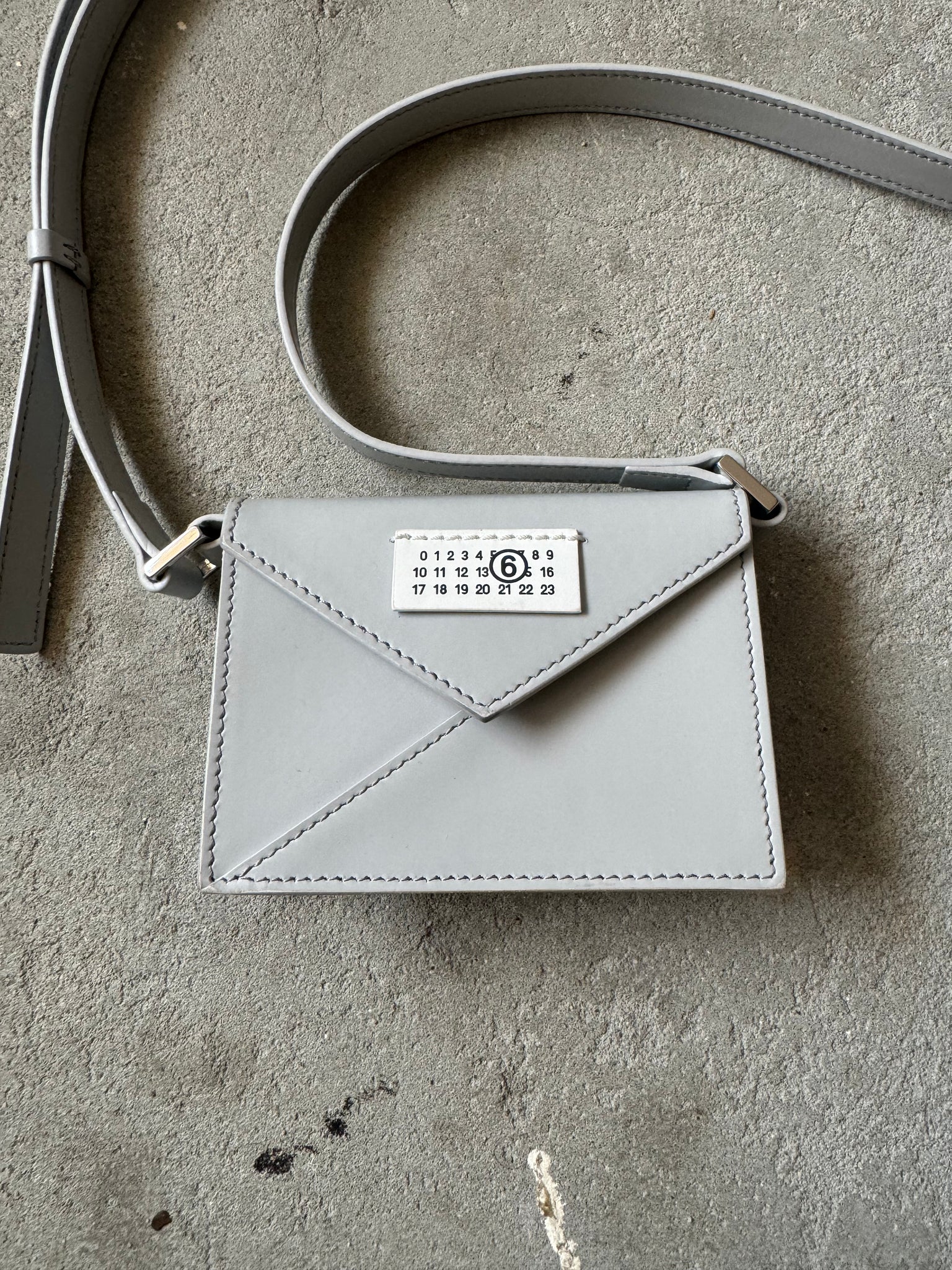 MM6 Maison Margiela Leather Mini Crossbody Bag Grey
