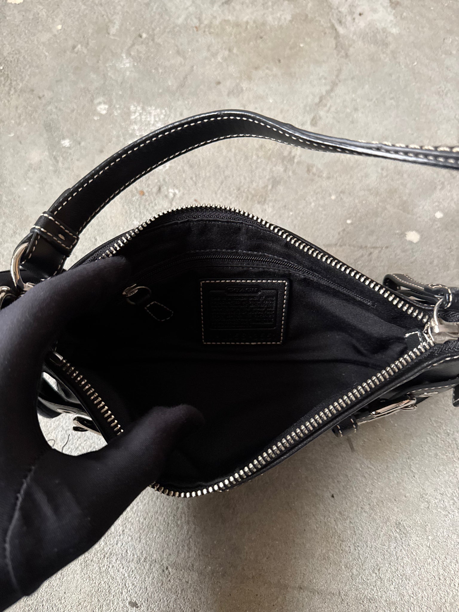 Coach Leather Mini Shoulder Bag Black
