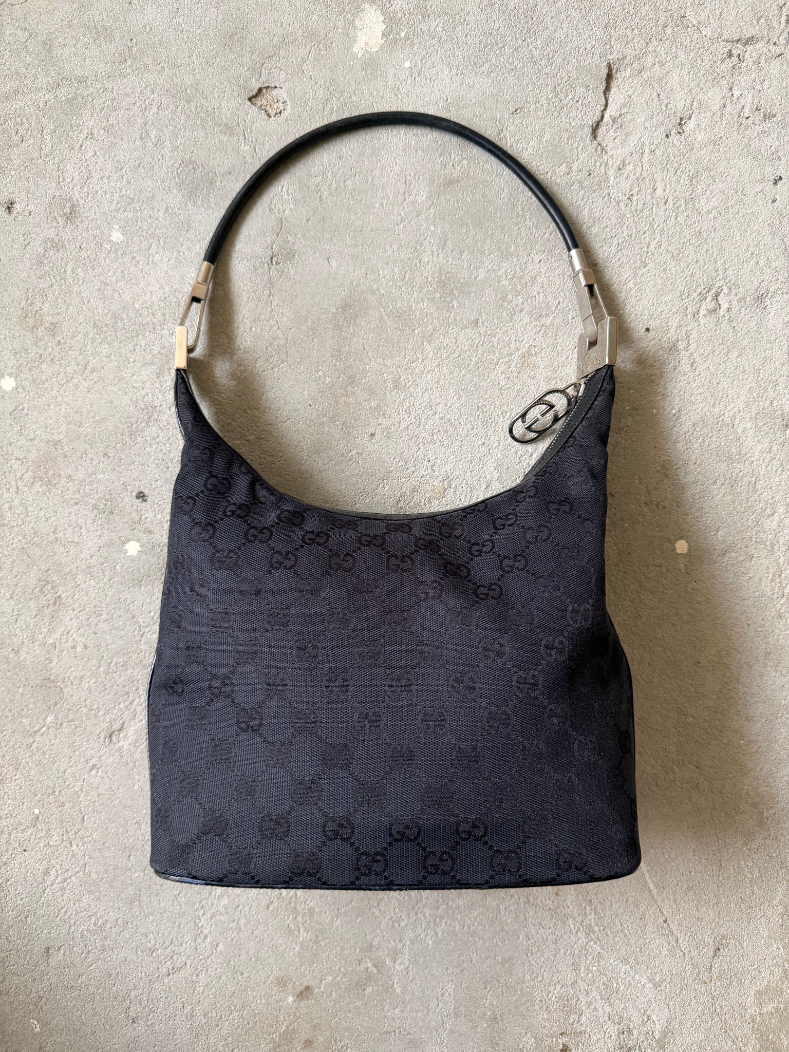 Gucci GG Monogram Hobo Shoulder Bag Black