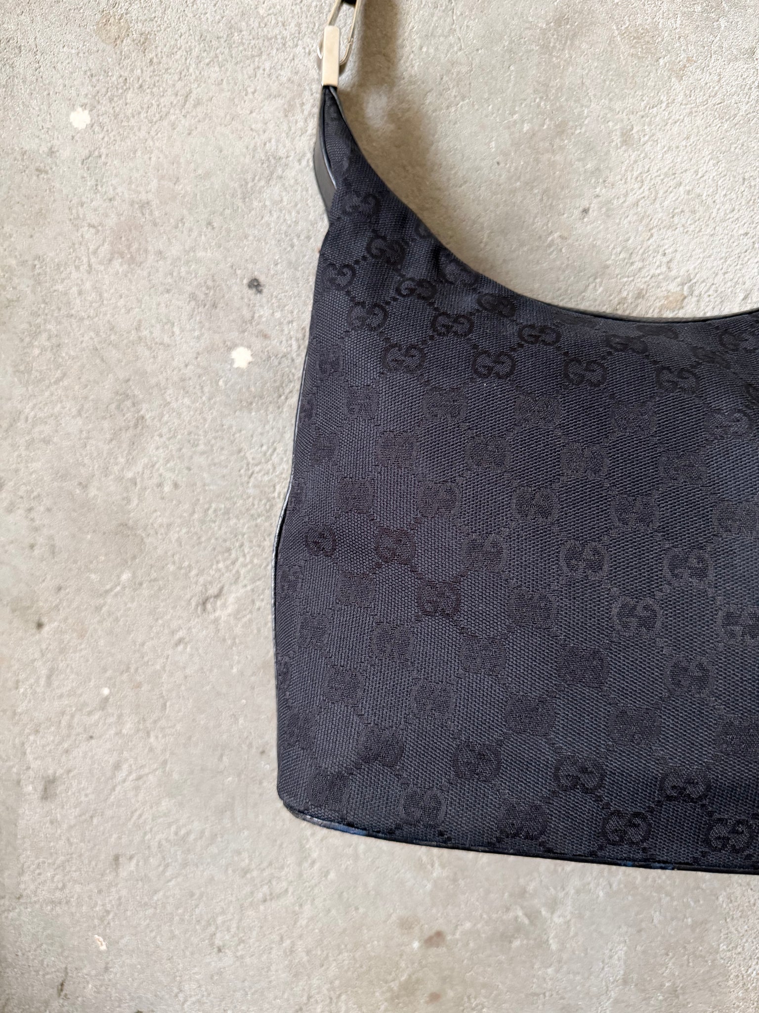Gucci GG Monogram Hobo Shoulder Bag Black