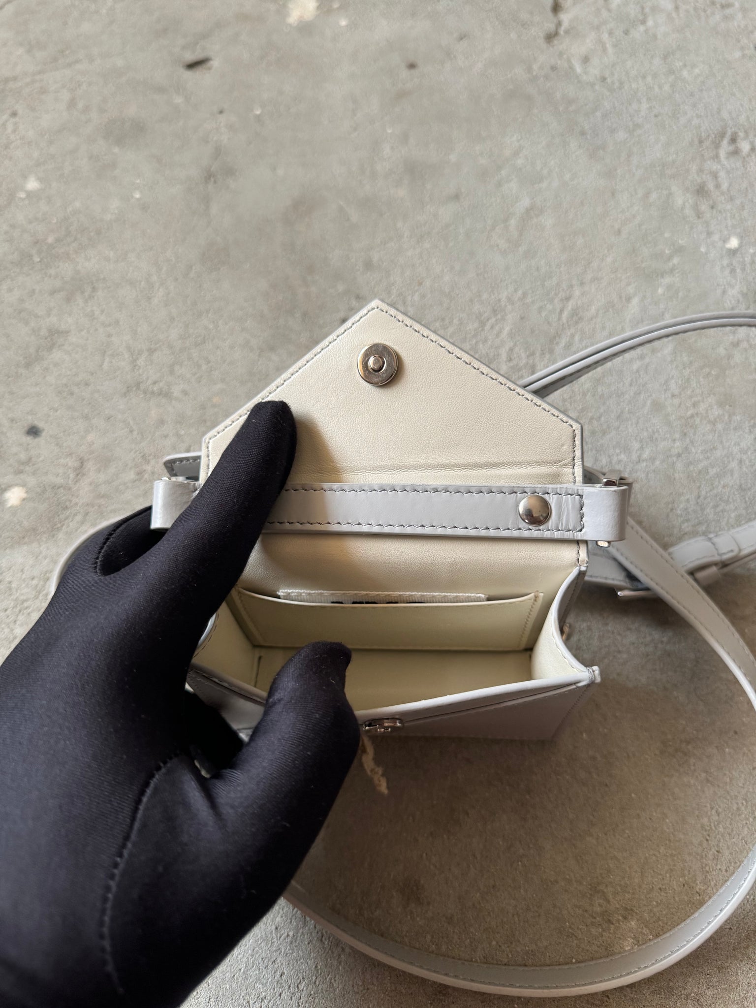 MM6 Maison Margiela Leather Mini Crossbody Bag Grey