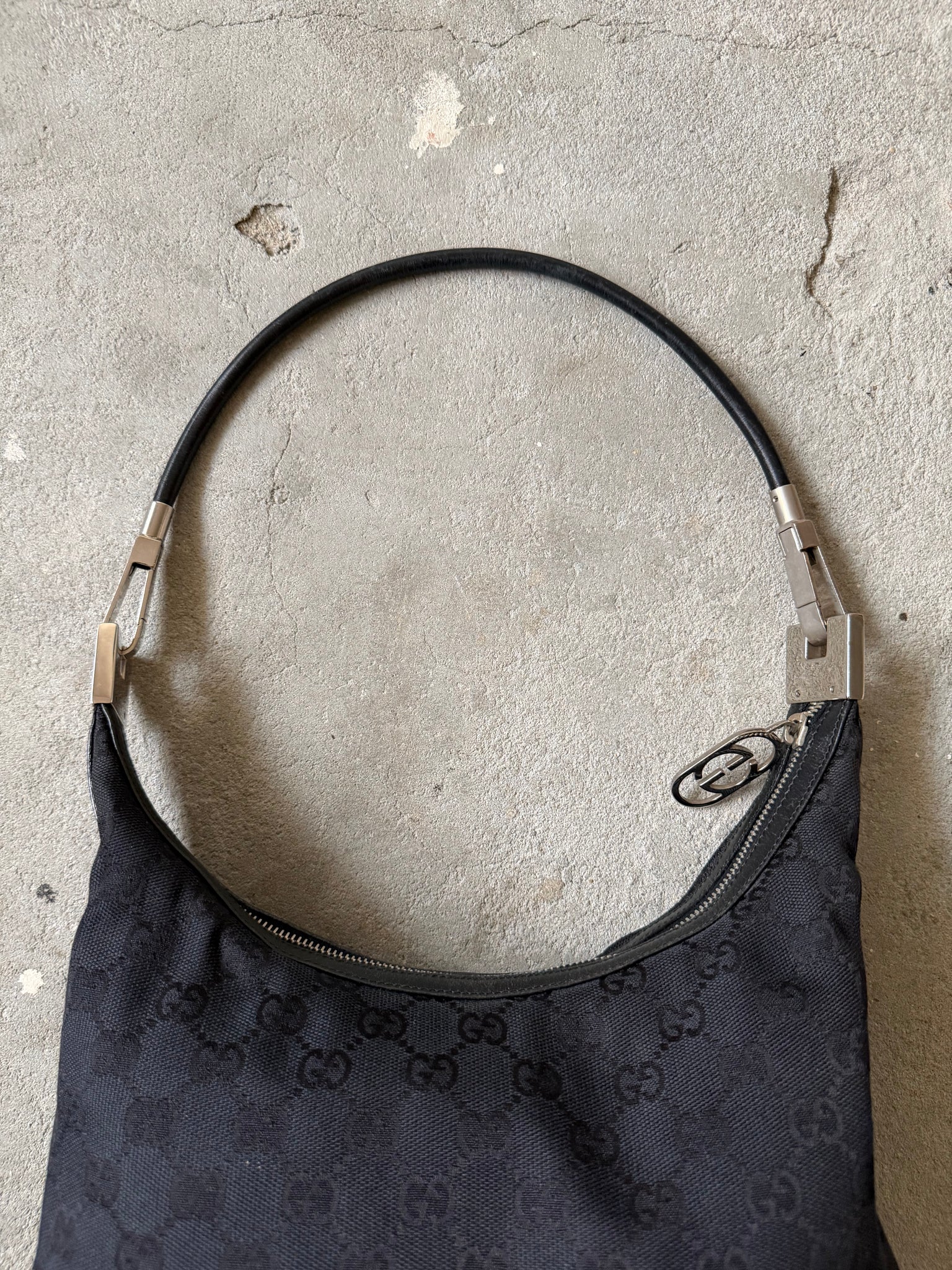 Gucci GG Monogram Hobo Shoulder Bag Black