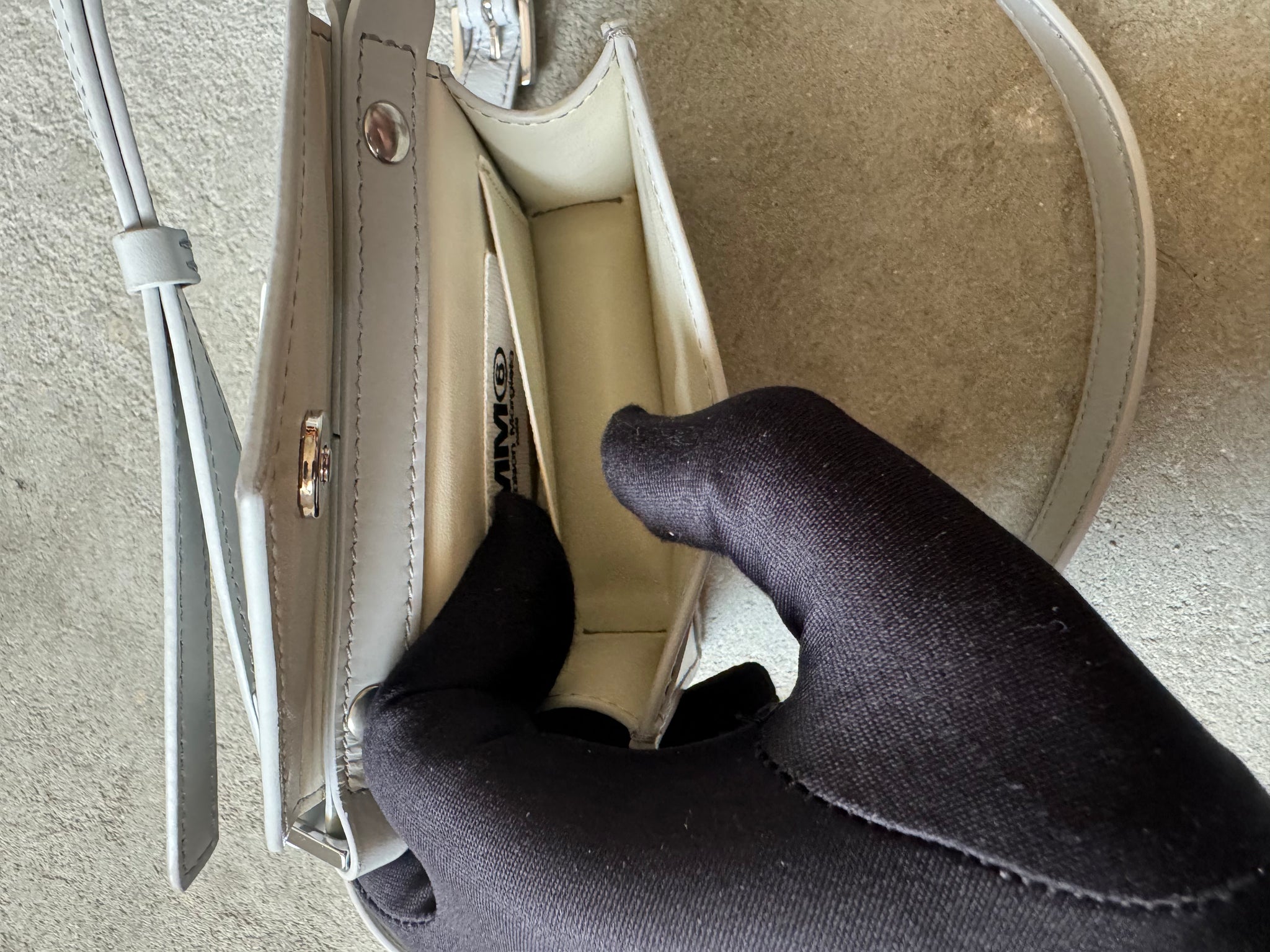 MM6 Maison Margiela Leather Mini Crossbody Bag Grey