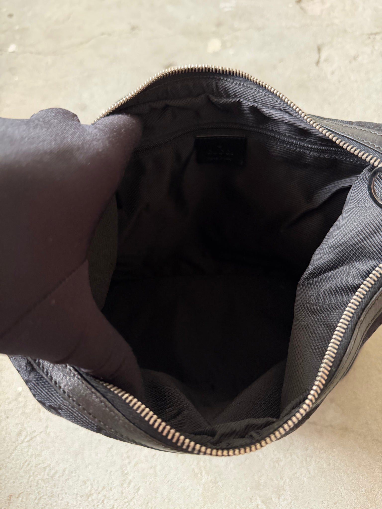 Gucci GG Monogram Hobo Shoulder Bag Black