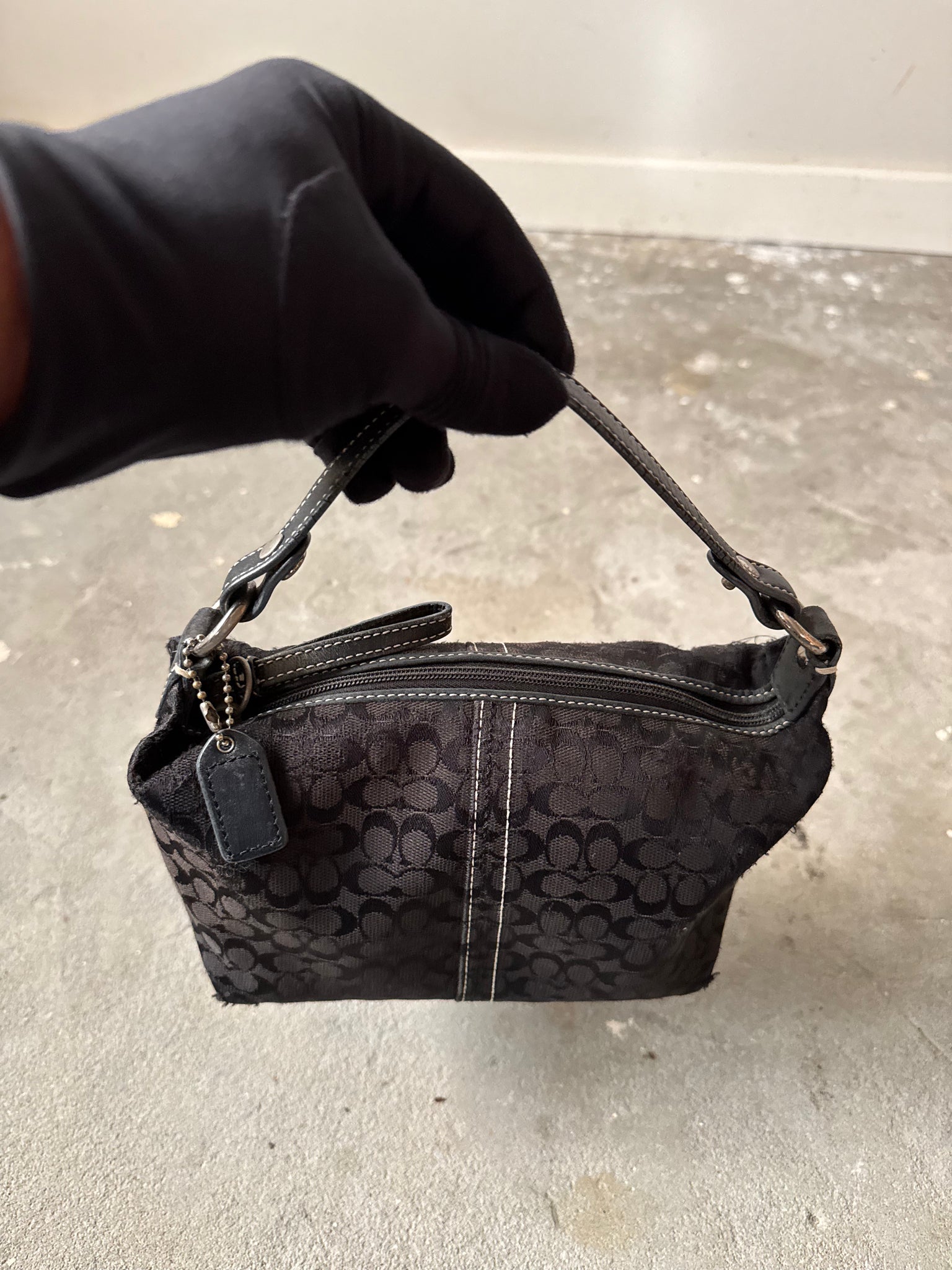 Coach Signature Mini Hobo Shoulder Bag Black