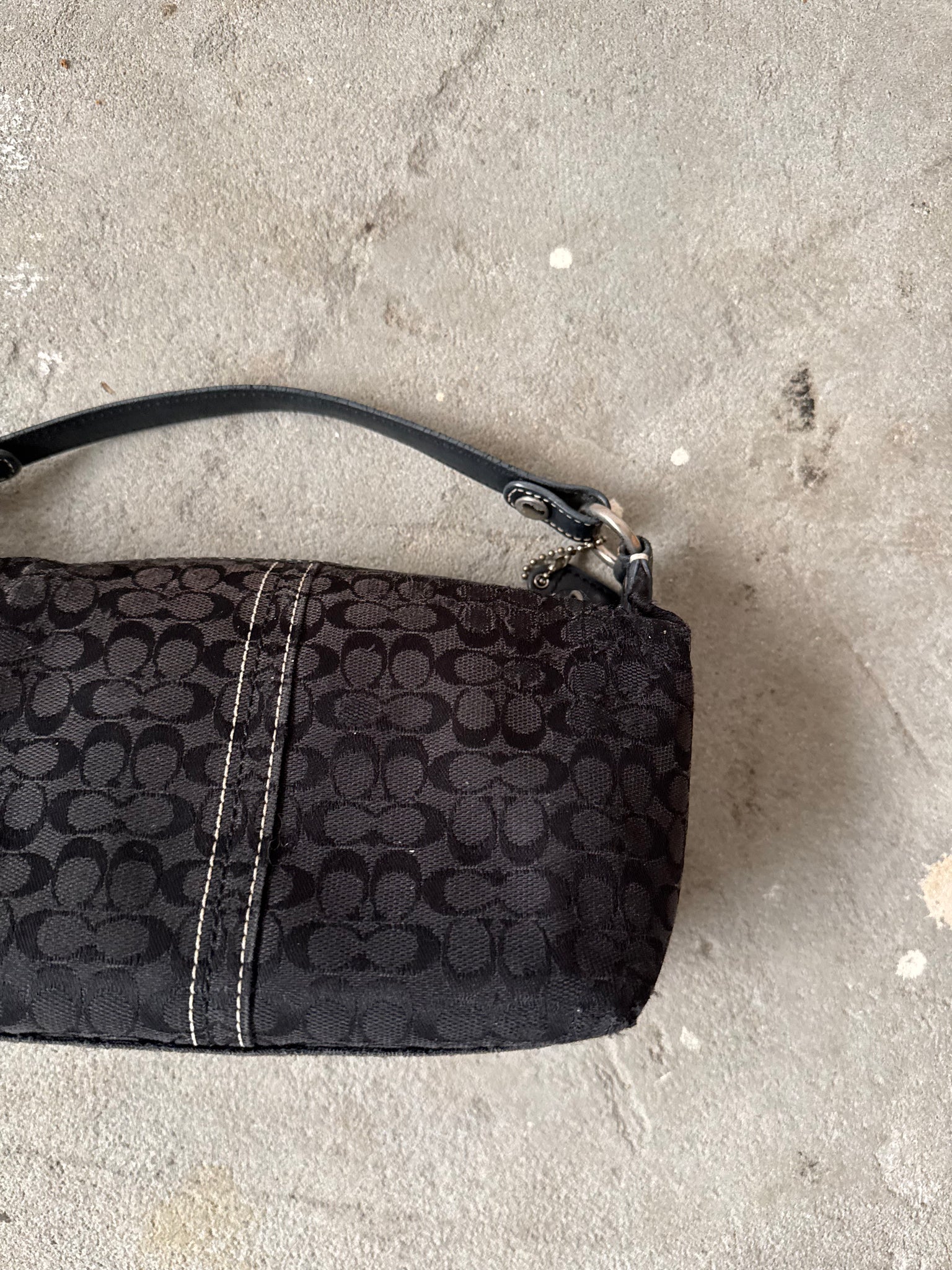 Coach Signature Mini Hobo Shoulder Bag Black