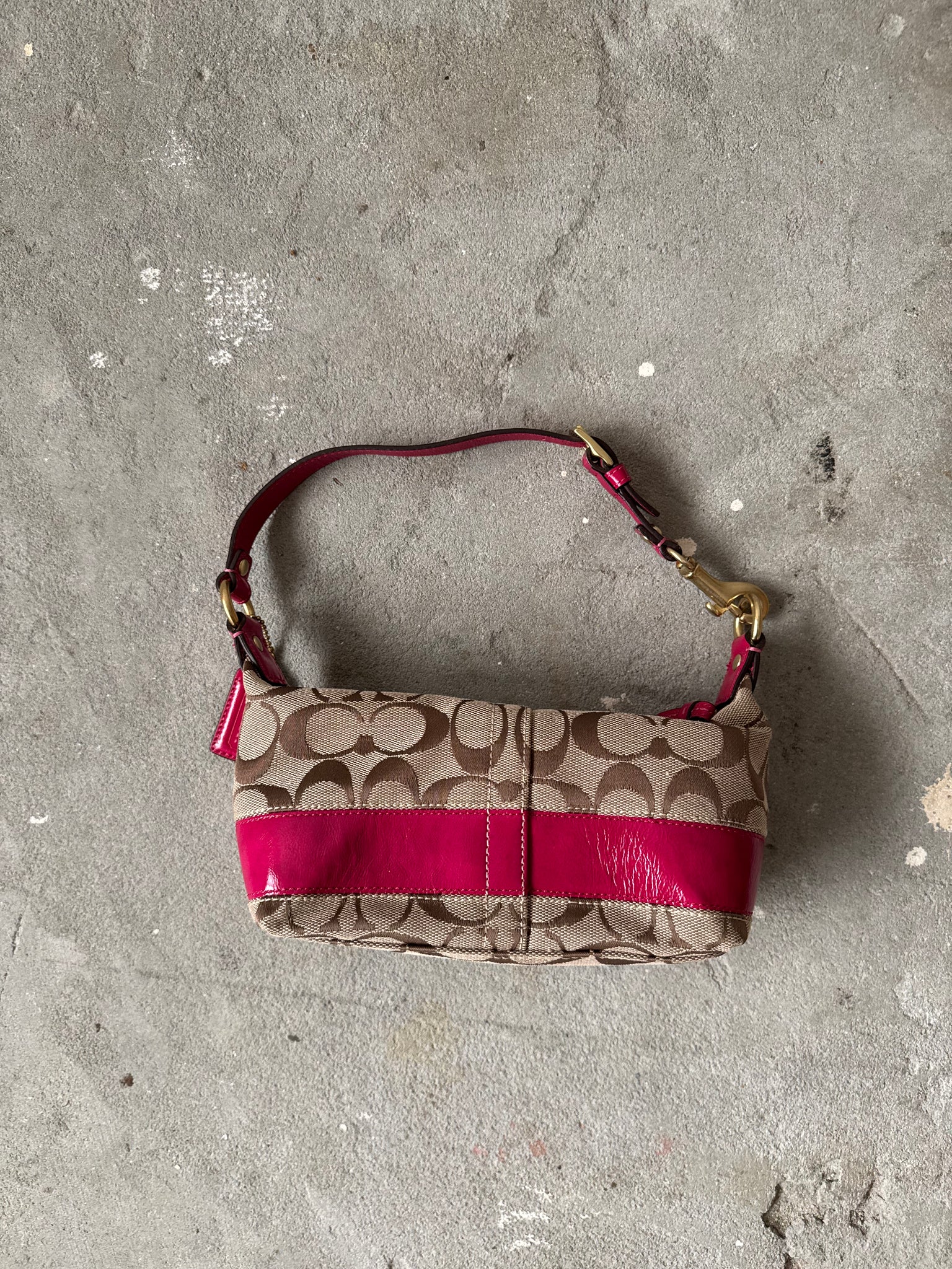 Coach Signature Stripe Mini Hobo ShoulderBag Beige/Pink