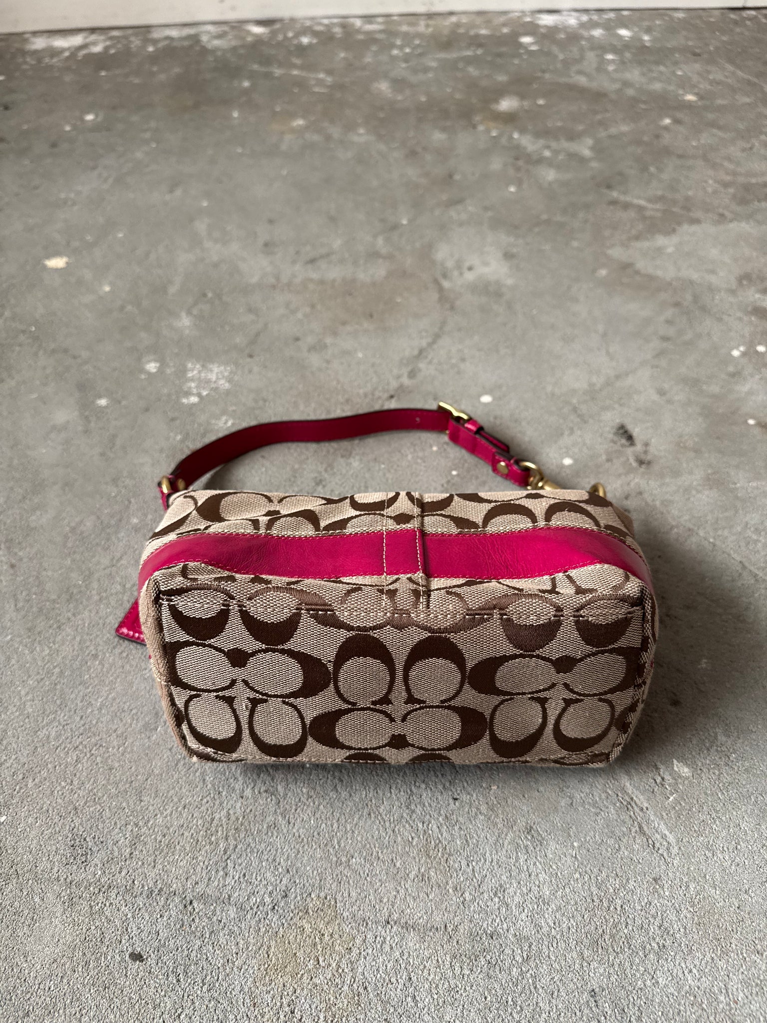 Coach Signature Stripe Mini Hobo ShoulderBag Beige/Pink