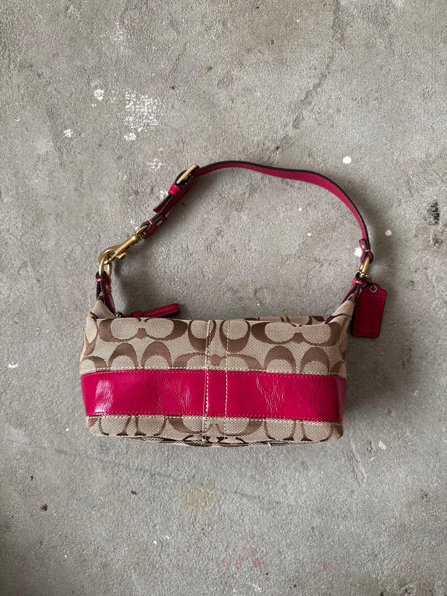 Coach Signature Stripe Mini Hobo ShoulderBag Beige/Pink