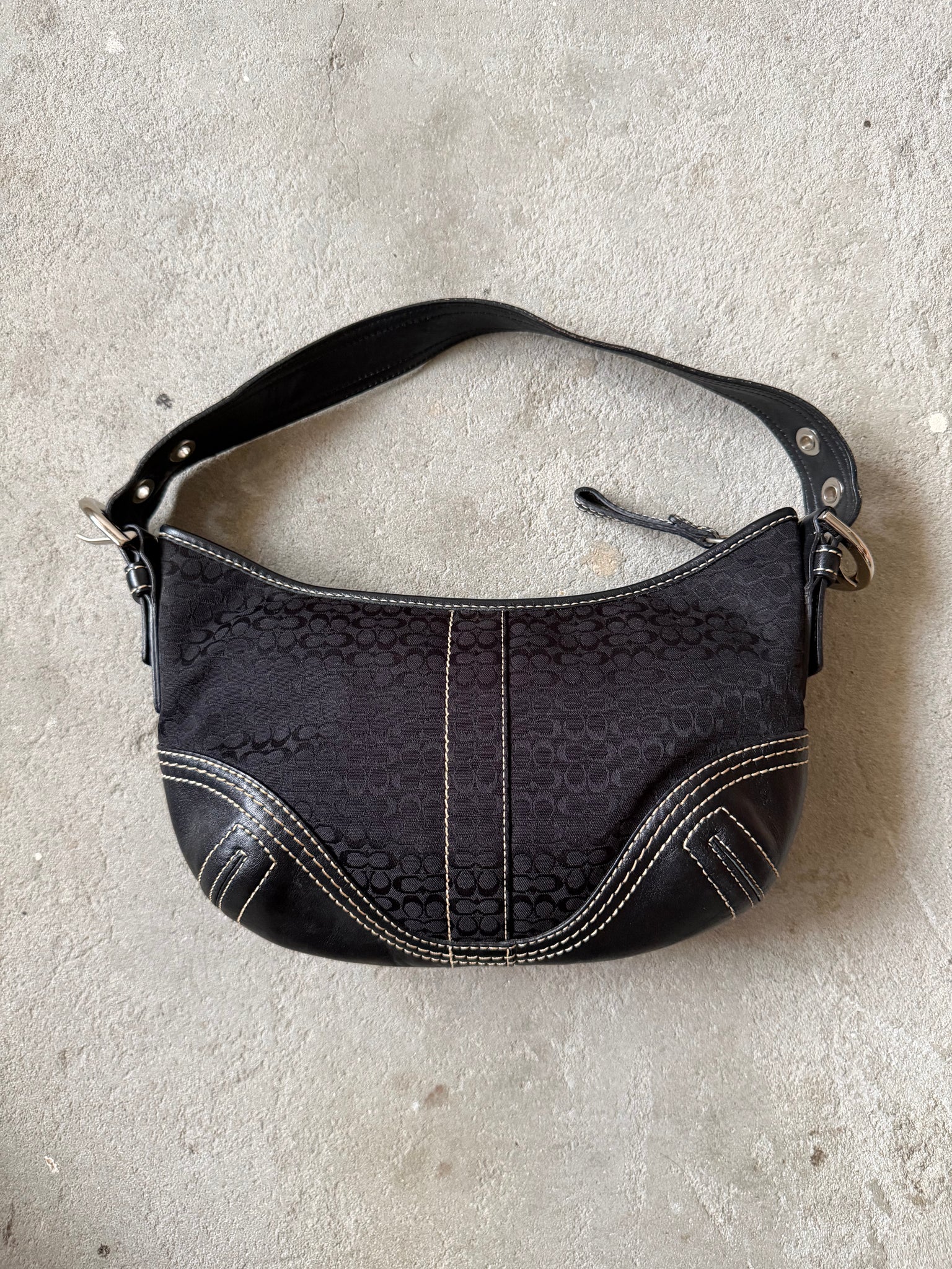 Coach Signature Mini Sufflette Shoulder Bag Black