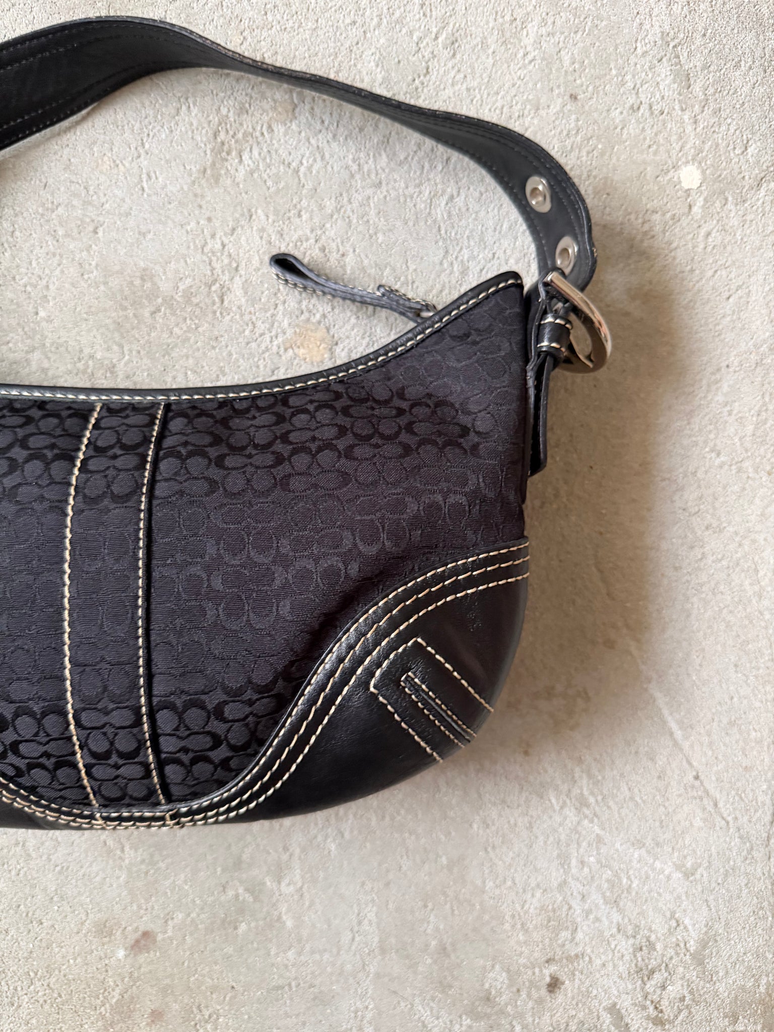 Coach Signature Mini Sufflette Shoulder Bag Black