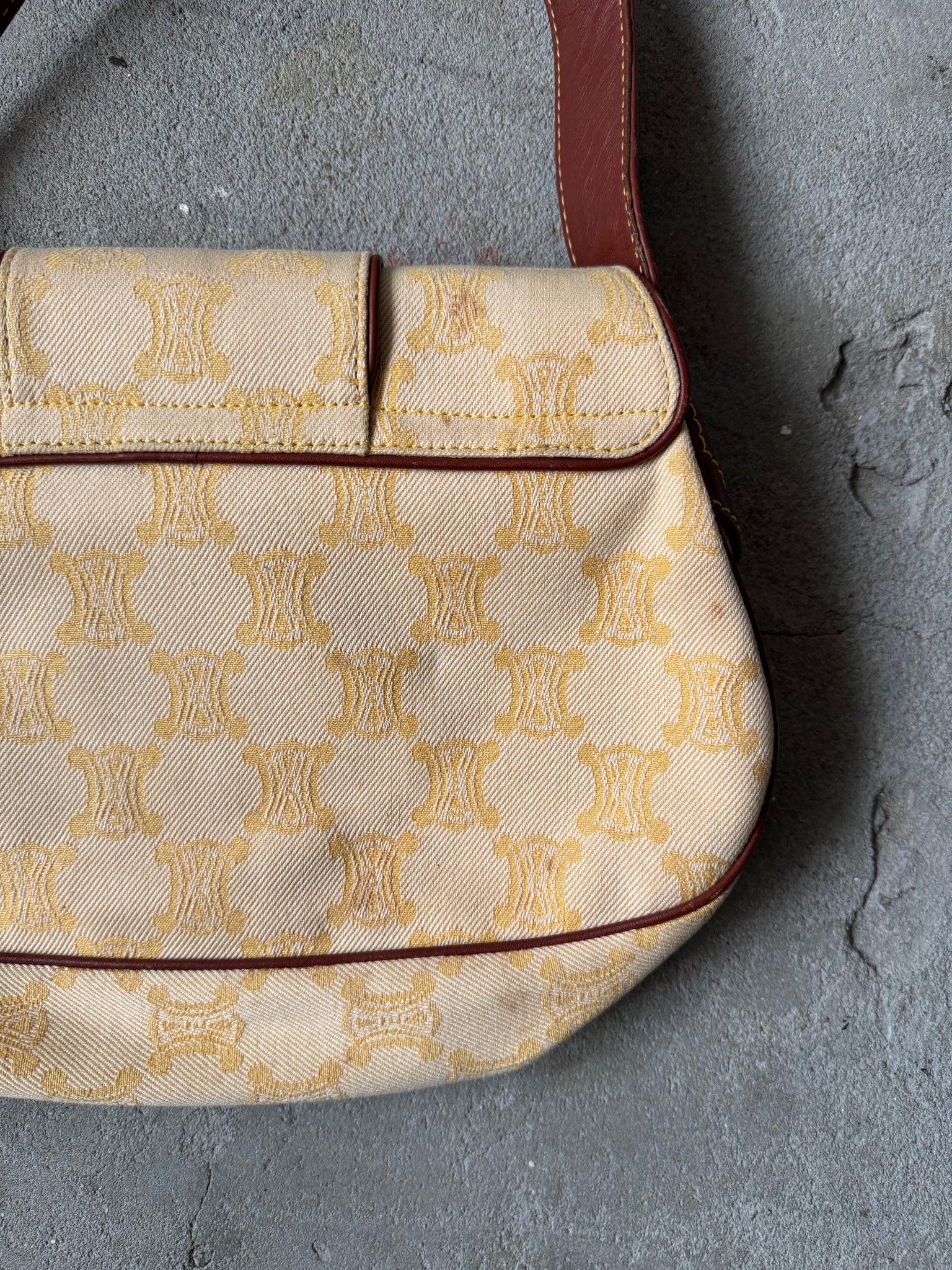 Celine Triomphe Macadam One Shoulder Bag Beige/Brown