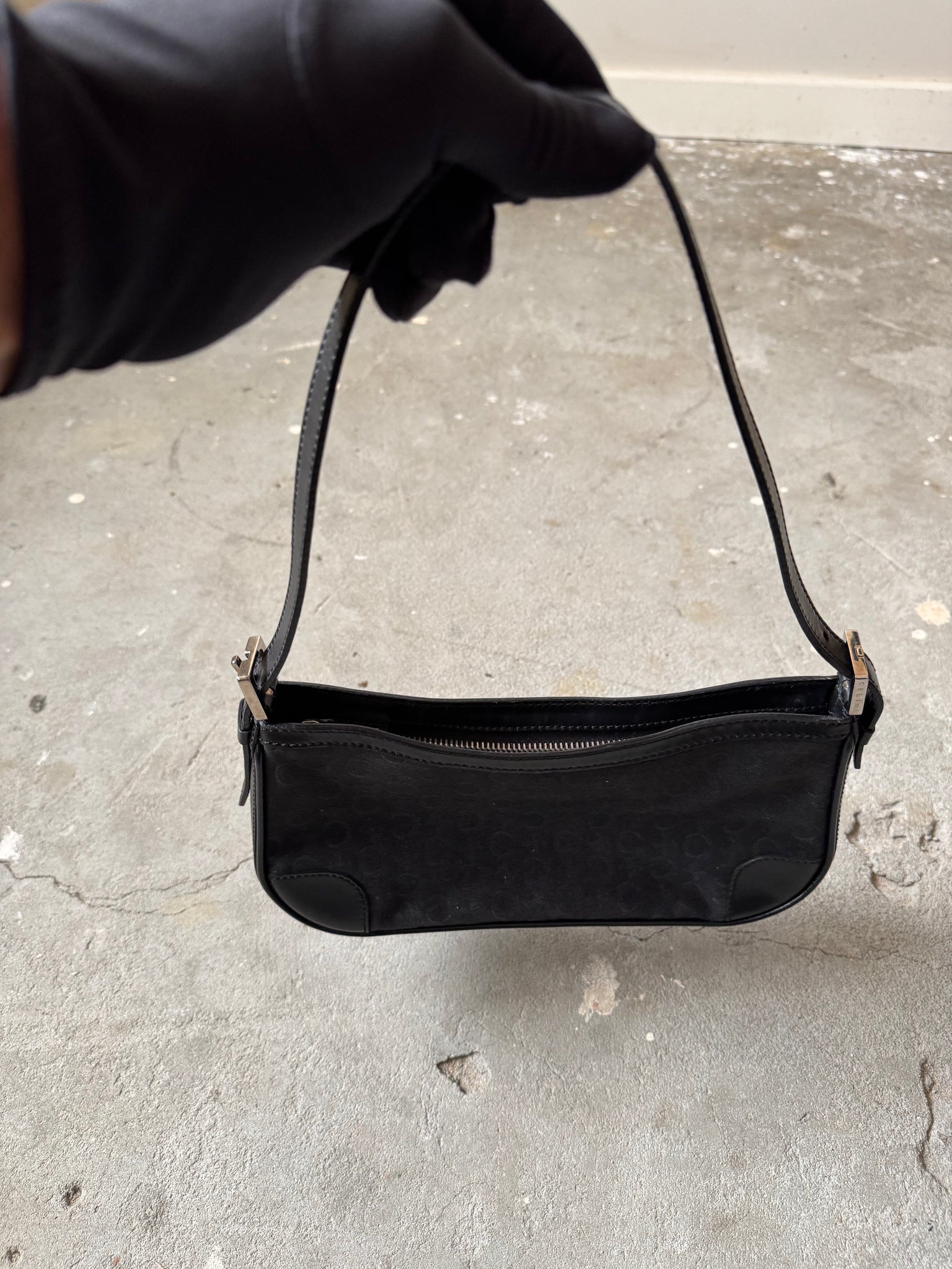 Celine Macadam Canvas Shoulder Bag Black