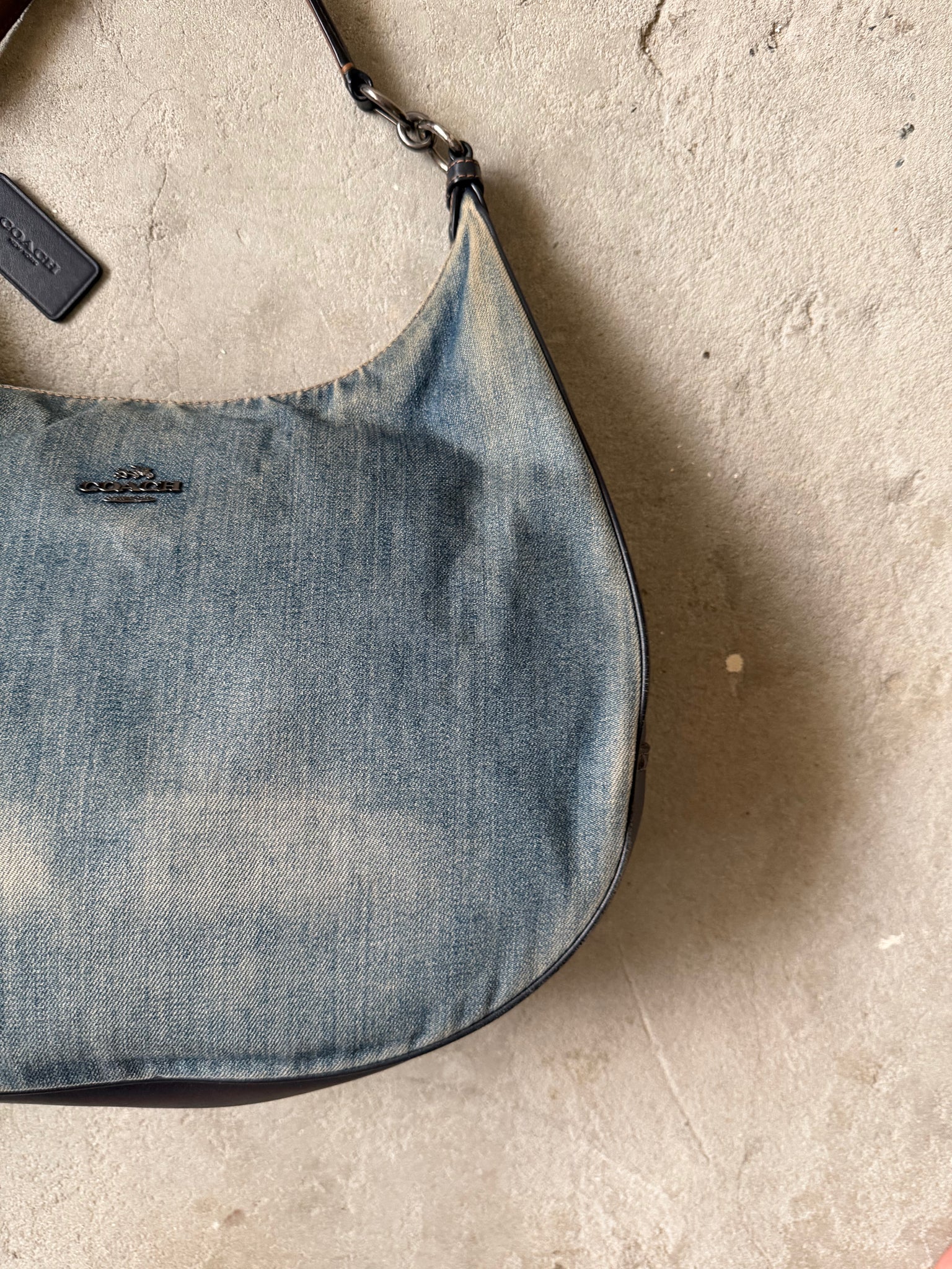 Coach Hobo Denim Shoulder Bag Blue