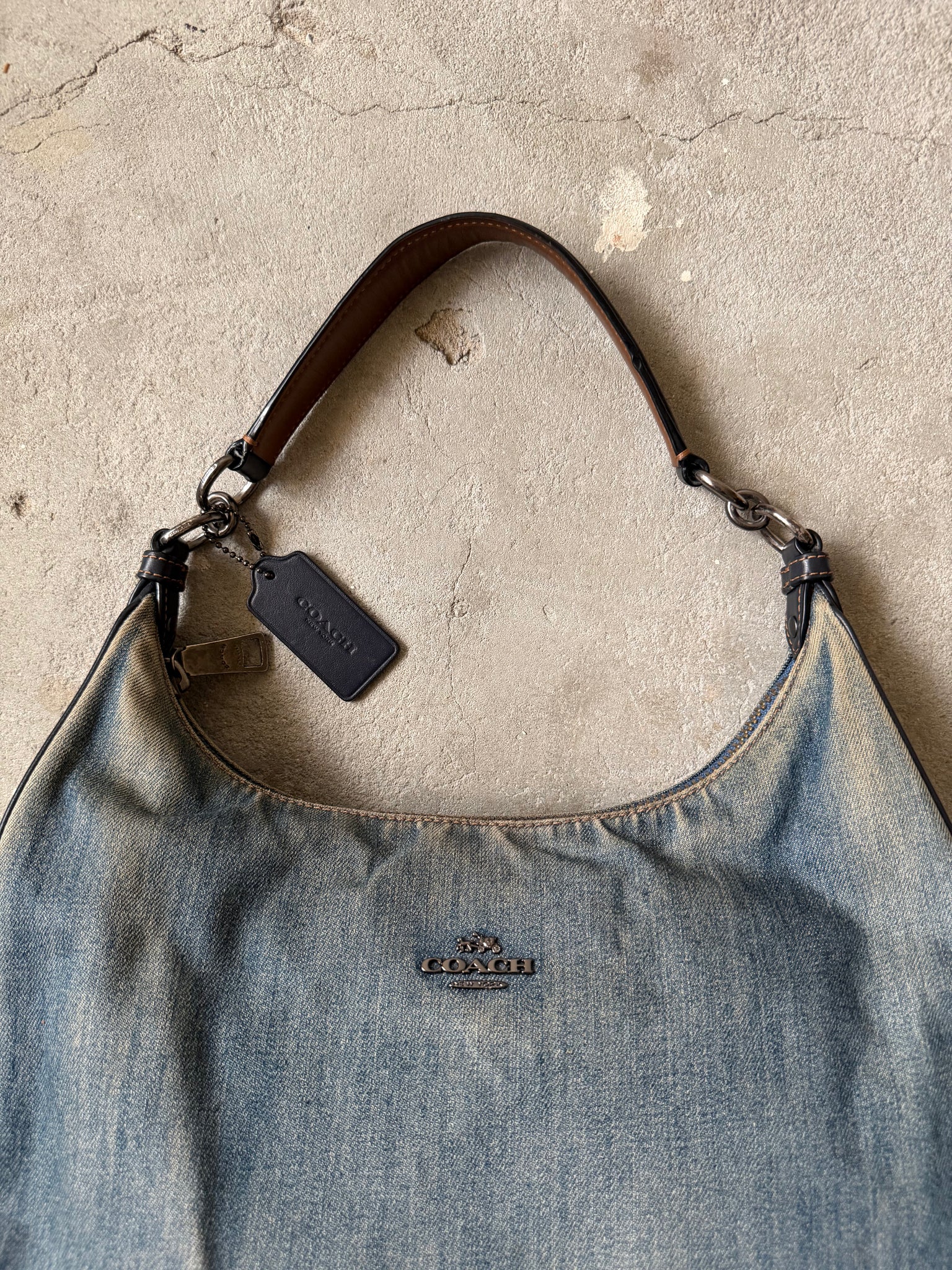Coach Hobo Denim Shoulder Bag Blue
