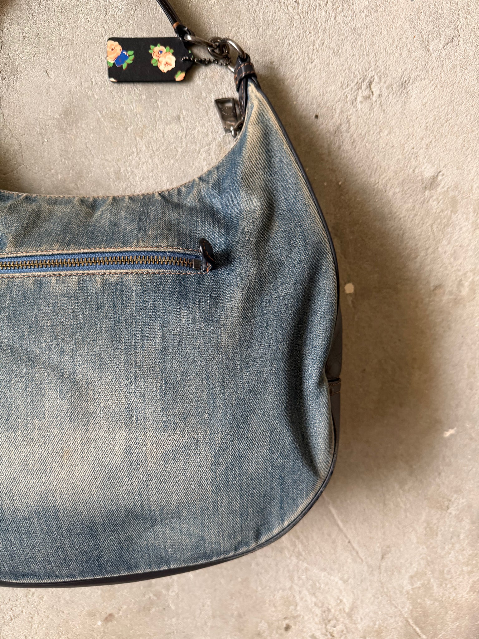 Coach Hobo Denim Shoulder Bag Blue