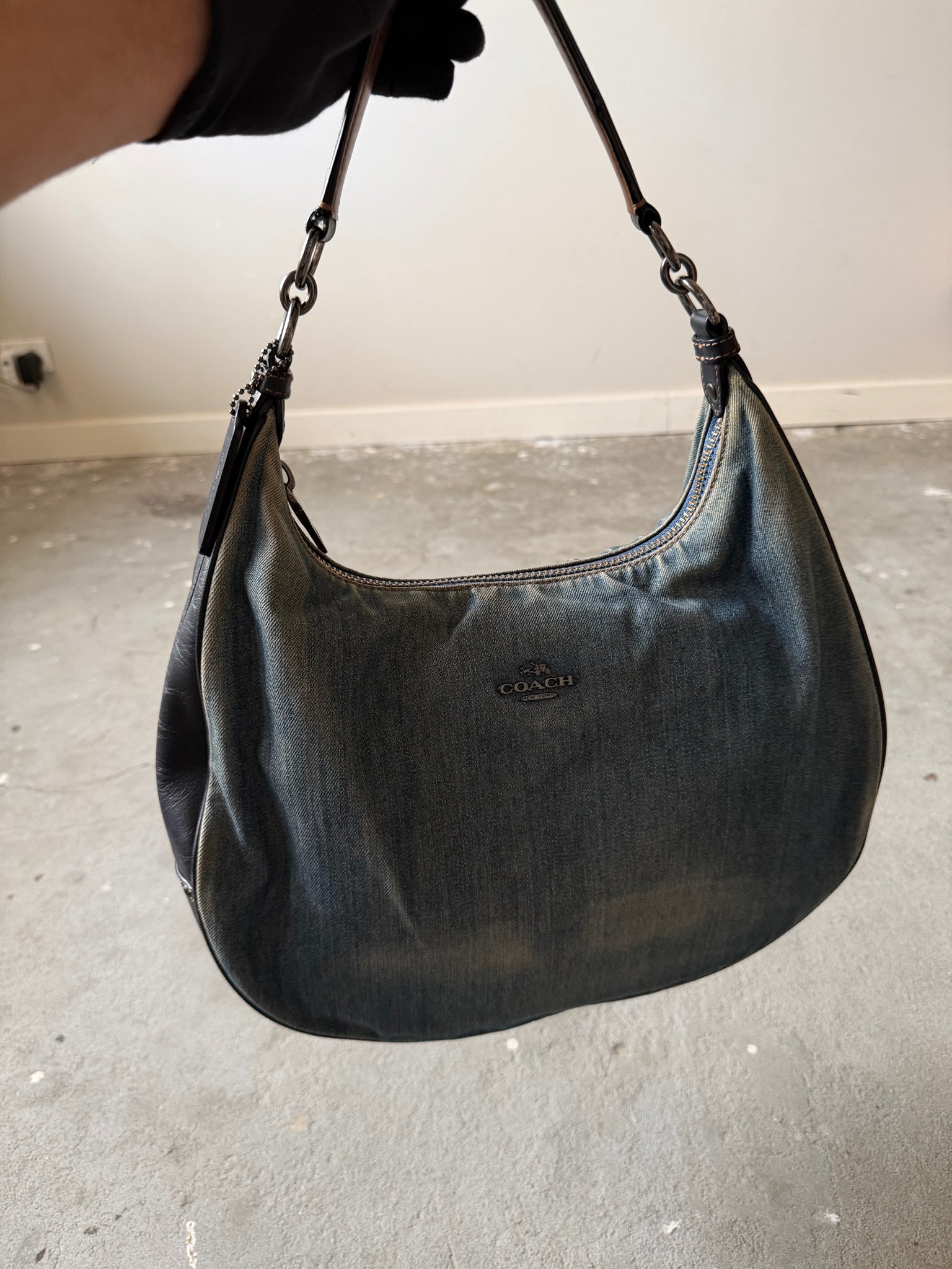 Coach Hobo Denim Shoulder Bag Blue