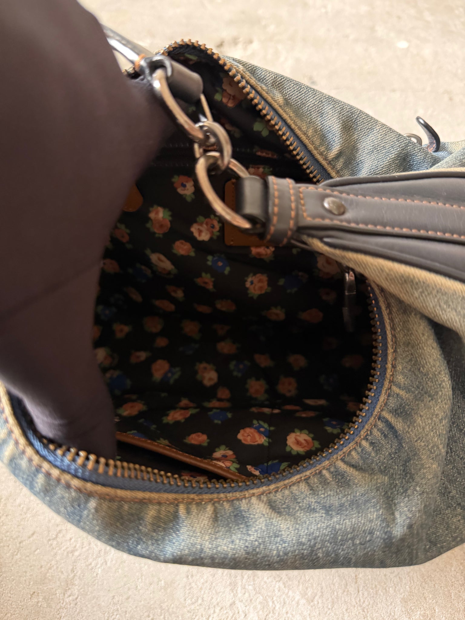 Coach Hobo Denim Shoulder Bag Blue