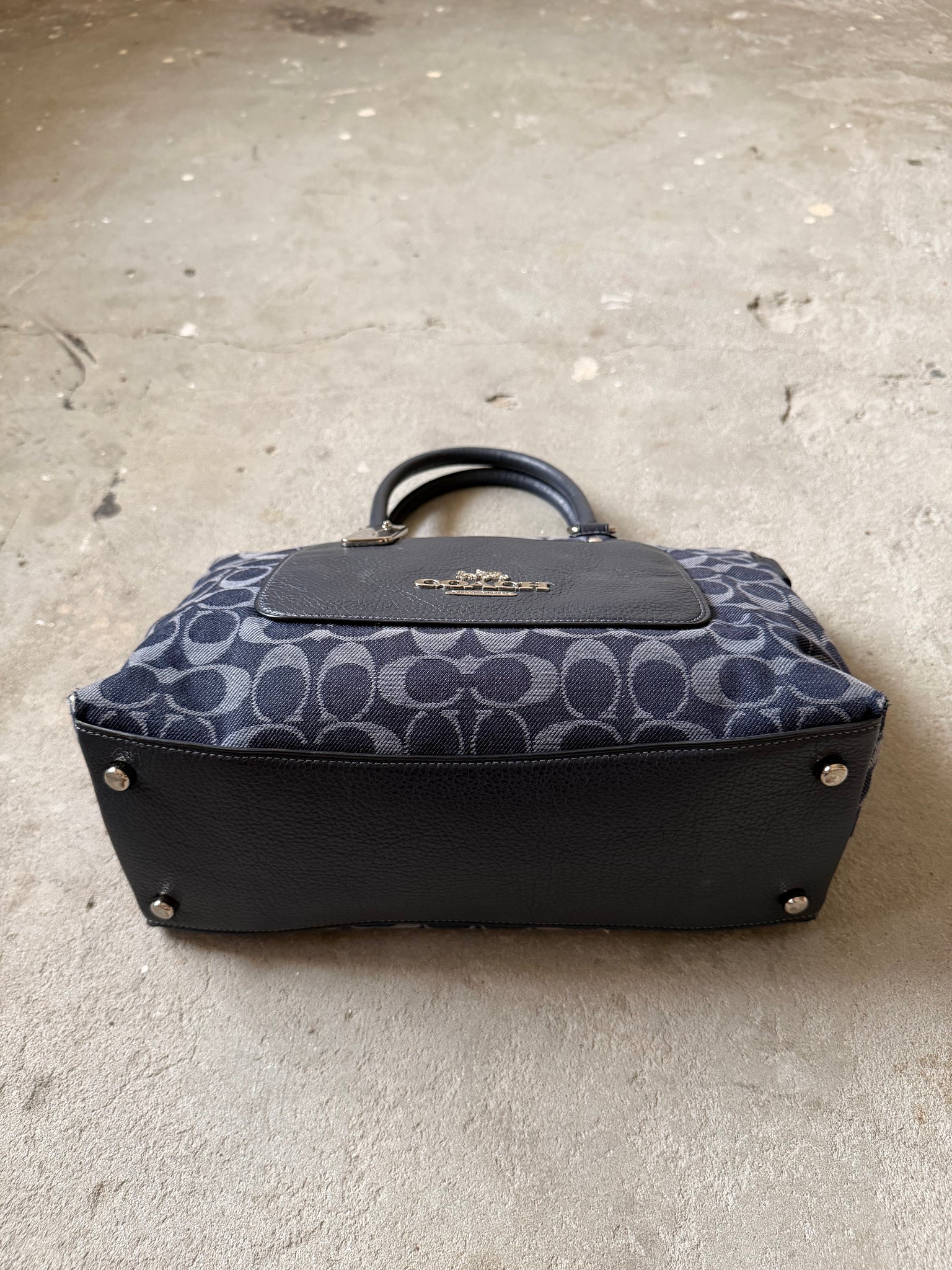 Coach Signature Emma Denim Shoulder Bag Navy