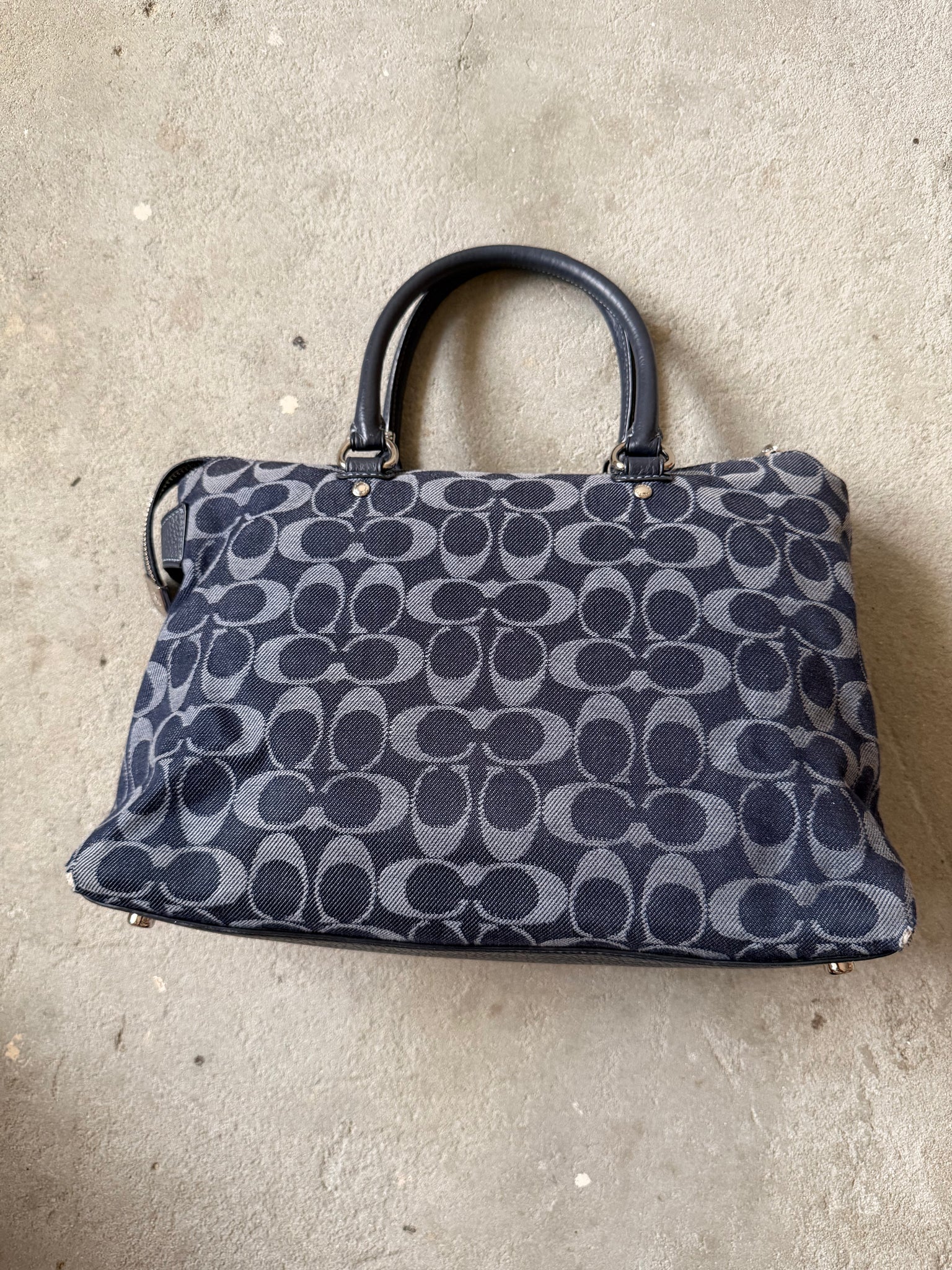 Coach Signature Emma Denim Shoulder Bag Navy