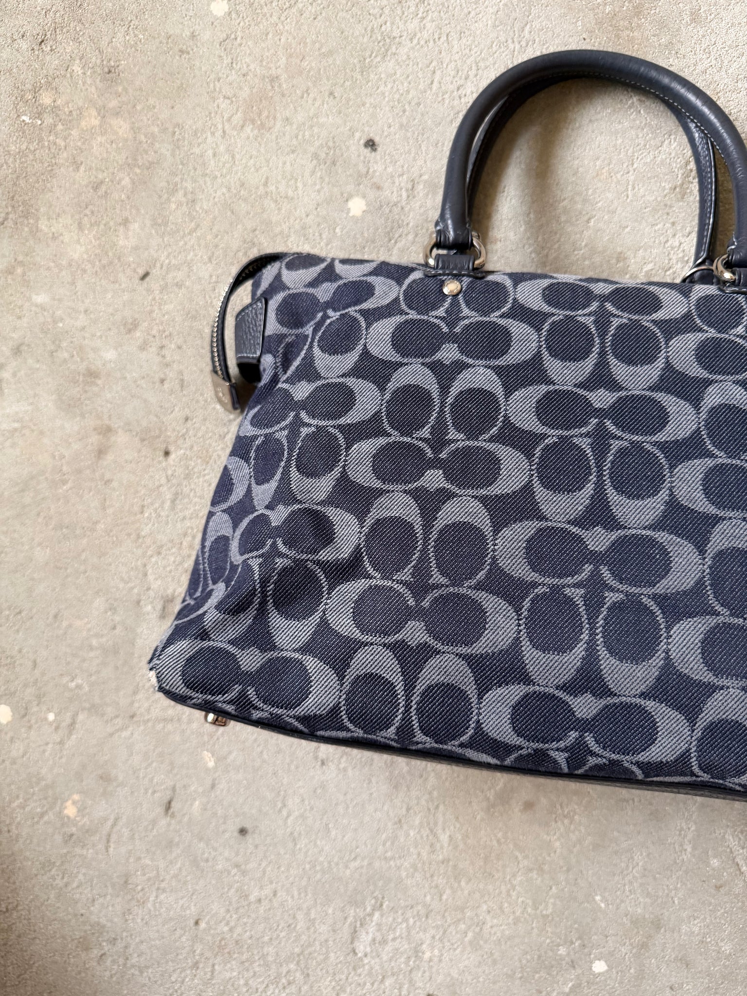 Coach Signature Emma Denim Shoulder Bag Navy