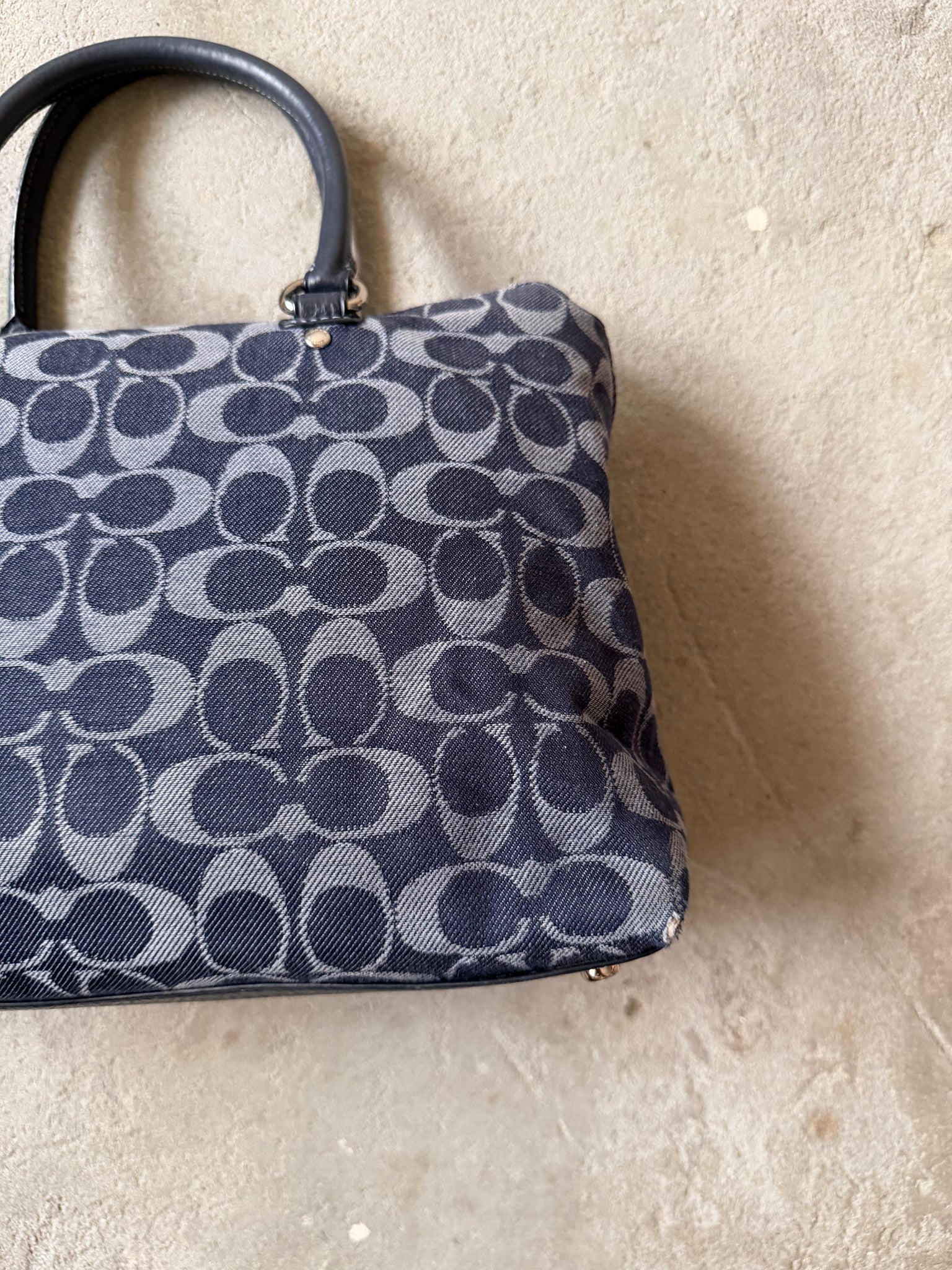 Coach Signature Emma Denim Shoulder Bag Navy