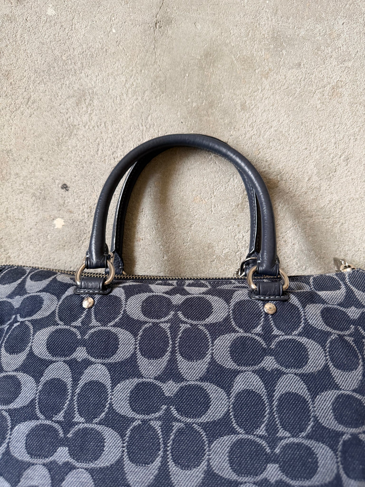 Coach Signature Emma Denim Shoulder Bag Navy